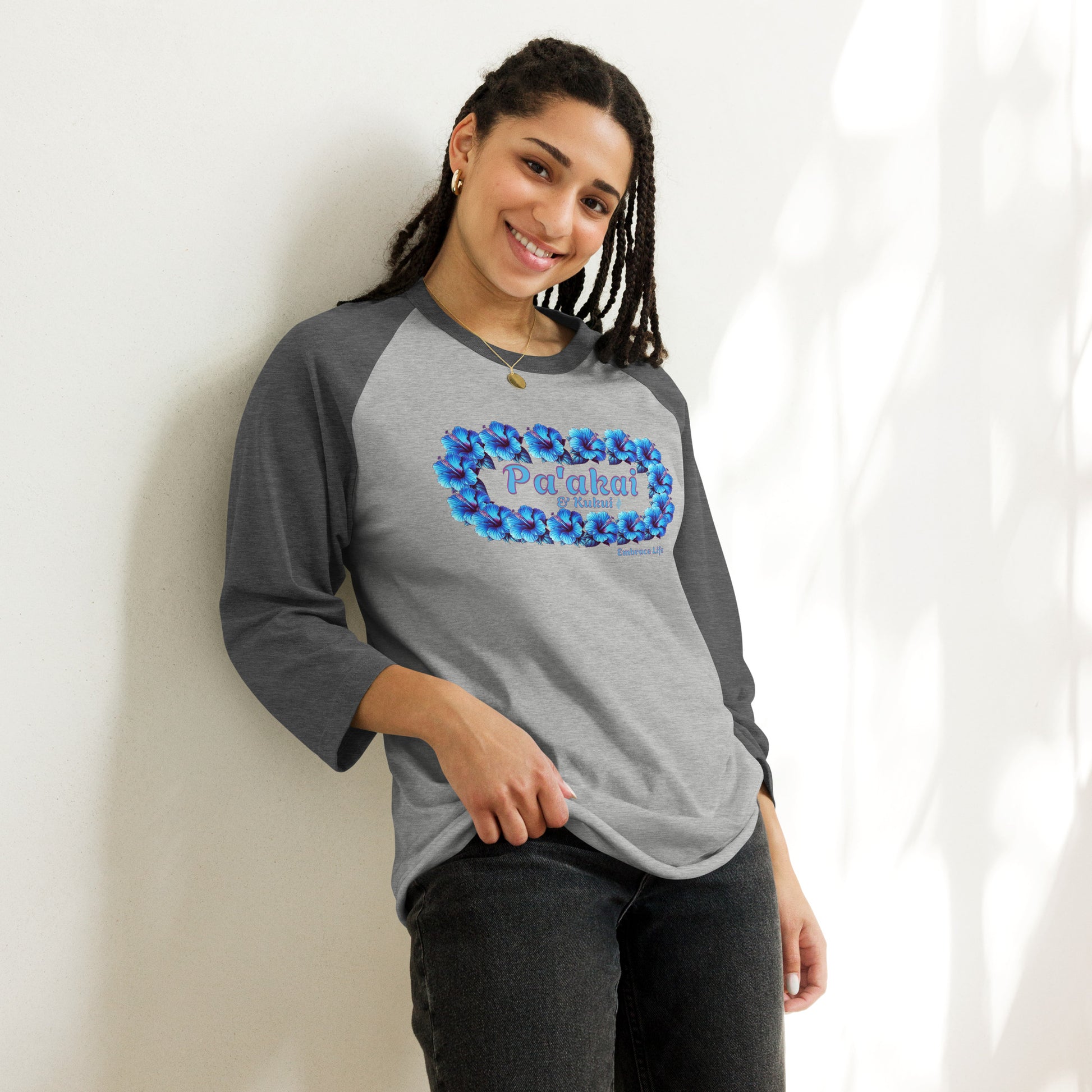 Pua aloalo 3/4 sleeve t-shirt 3/4 Sleeve t-shirt Pa'akai & Kukui