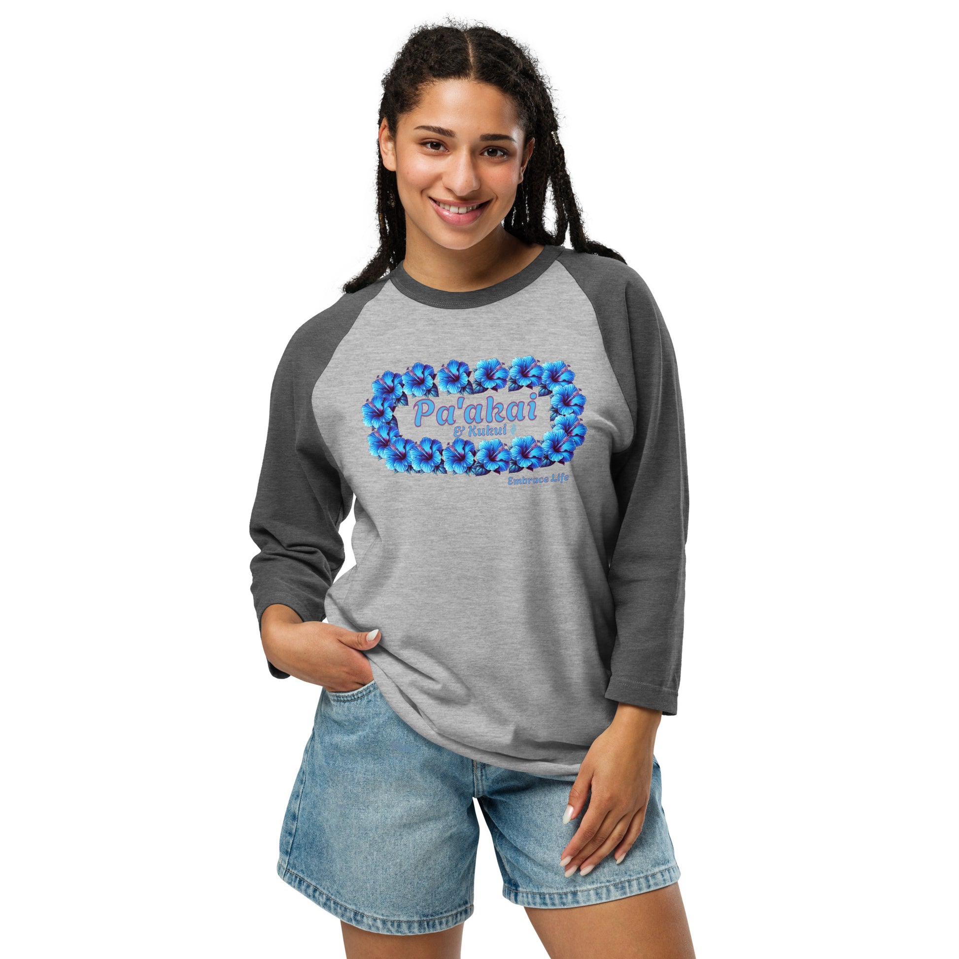Pua aloalo 3/4 sleeve t-shirt 3/4 Sleeve t-shirt Pa'akai & Kukui