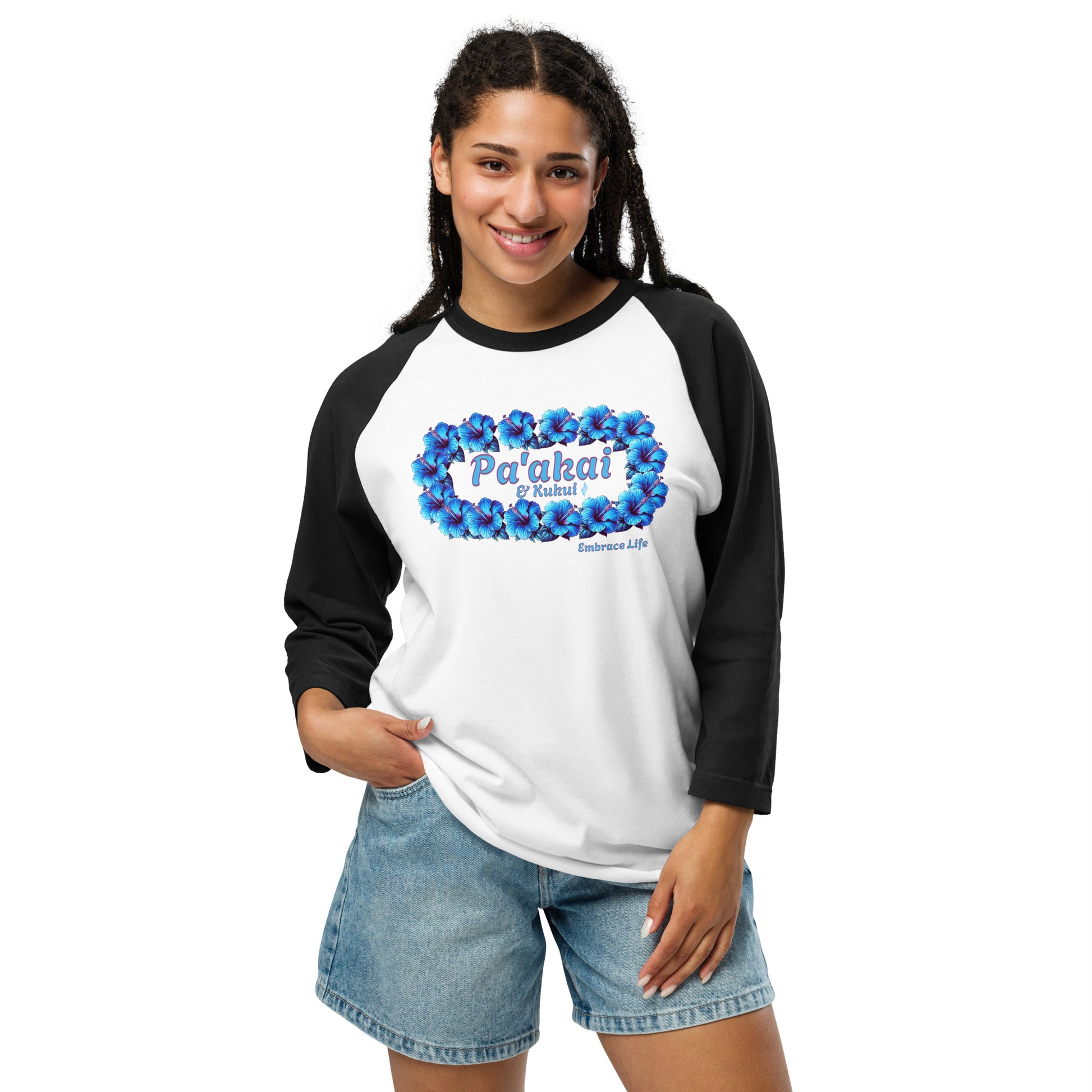 Pua aloalo 3/4 sleeve t-shirt 3/4 Sleeve t-shirt Pa'akai & Kukui