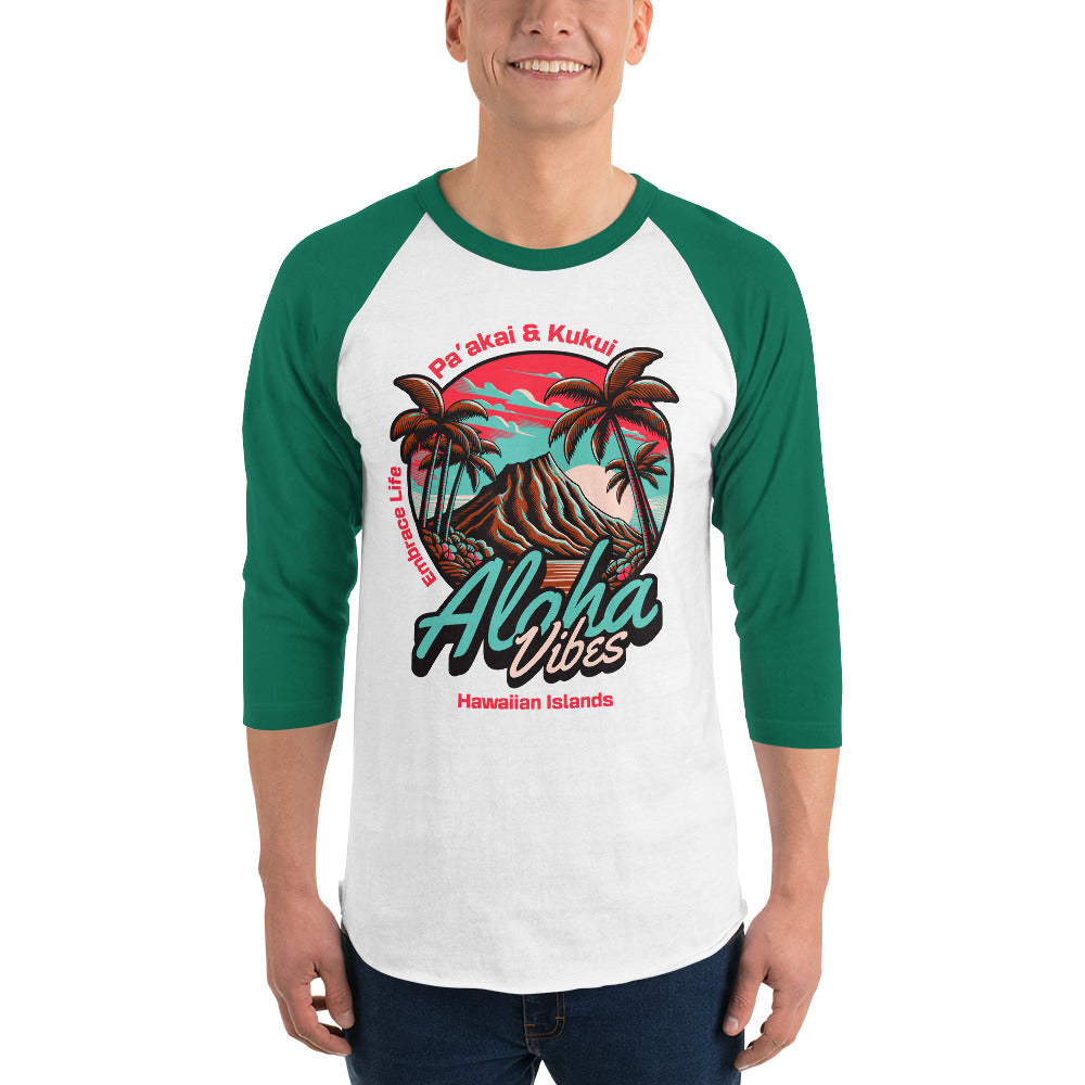 Aloha Vibes Unisex 3/4 sleeve raglan shirt 3/4 Sleeve t-shirt Pa'akai & Kukui