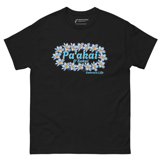 Plumeria Hawaiian Floral Graphic T-Shirt — Unisex Aloha Streetwear T-shirt Pa'akai & Kukui Black S