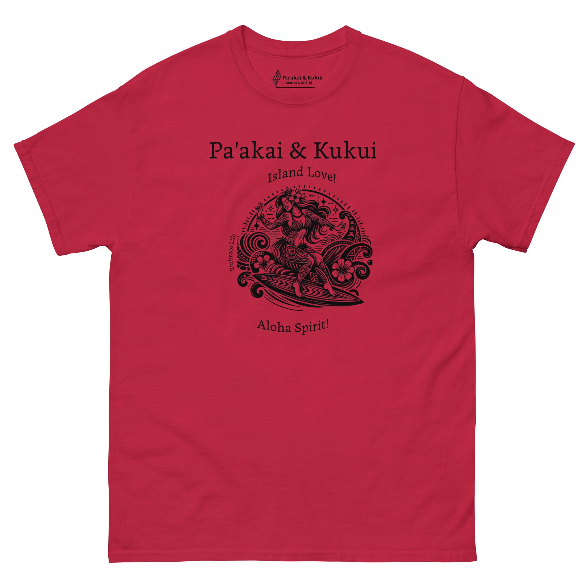 Tribal Surfer Chic Hawaiian T-Shirt — Polynesian Streetwear Graphic Tee T-shirt Pa'akai & Kukui Cardinal S