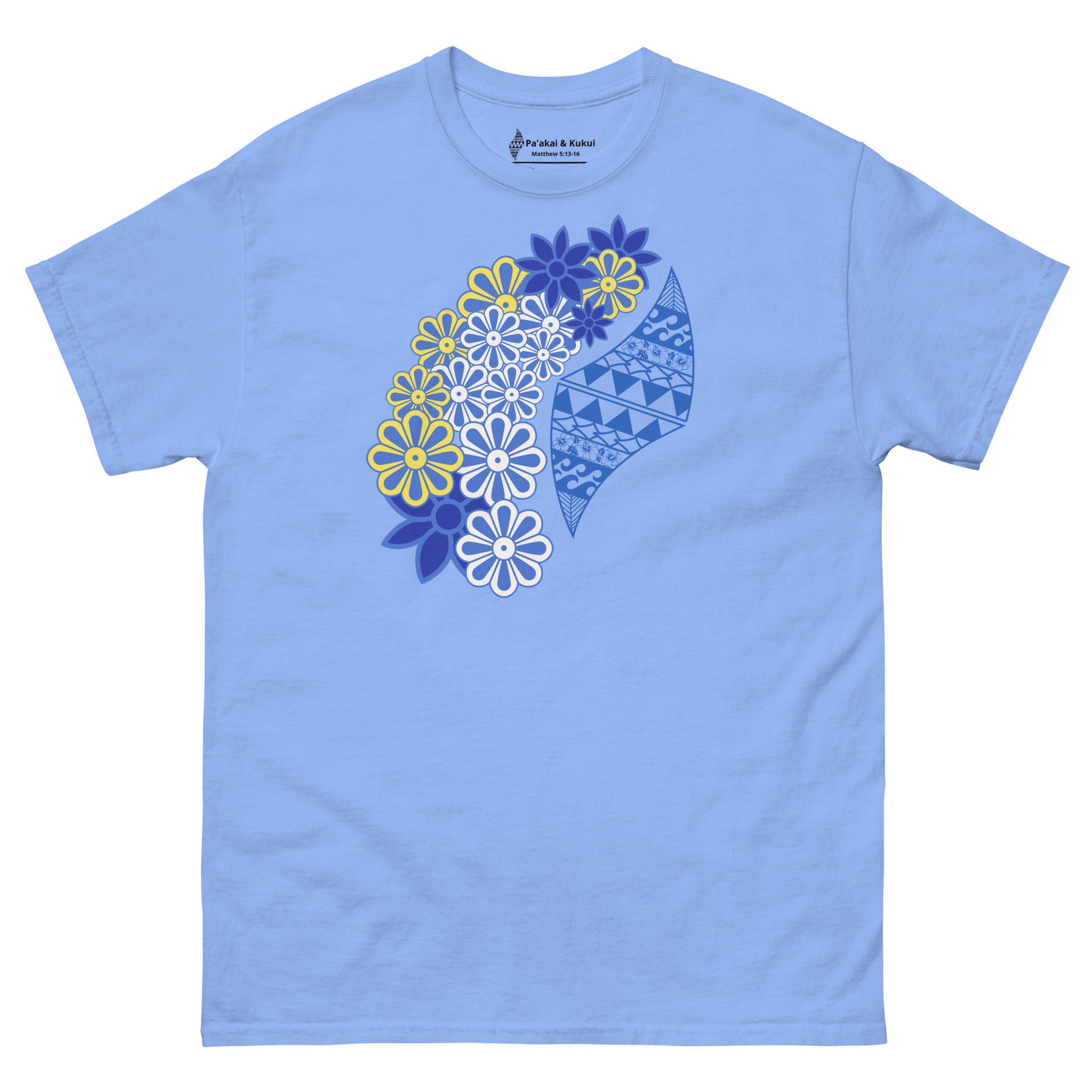 Women's Flower / Logo tee T-shirt Pa'akai & Kukui Carolina Blue S