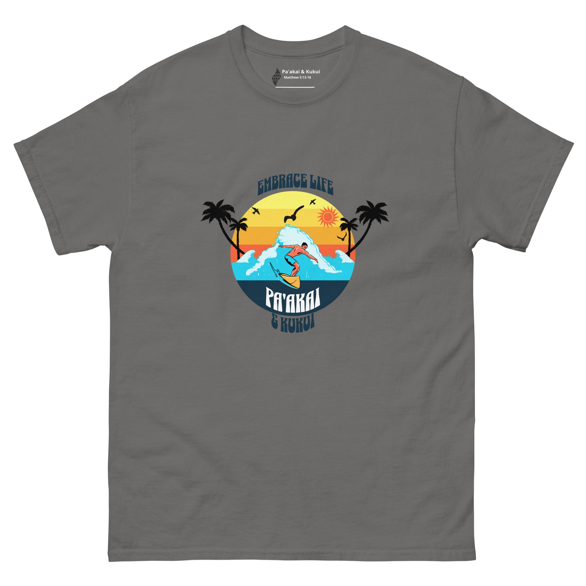 Embrace Life Surfer Tee T-shirt Pa'akai & Kukui Charcoal S