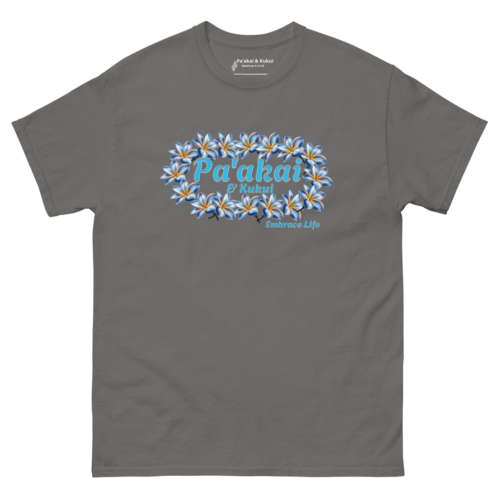 Plumeria Hawaiian Floral Graphic T-Shirt — Unisex Aloha Streetwear T-shirt Pa'akai & Kukui Charcoal S