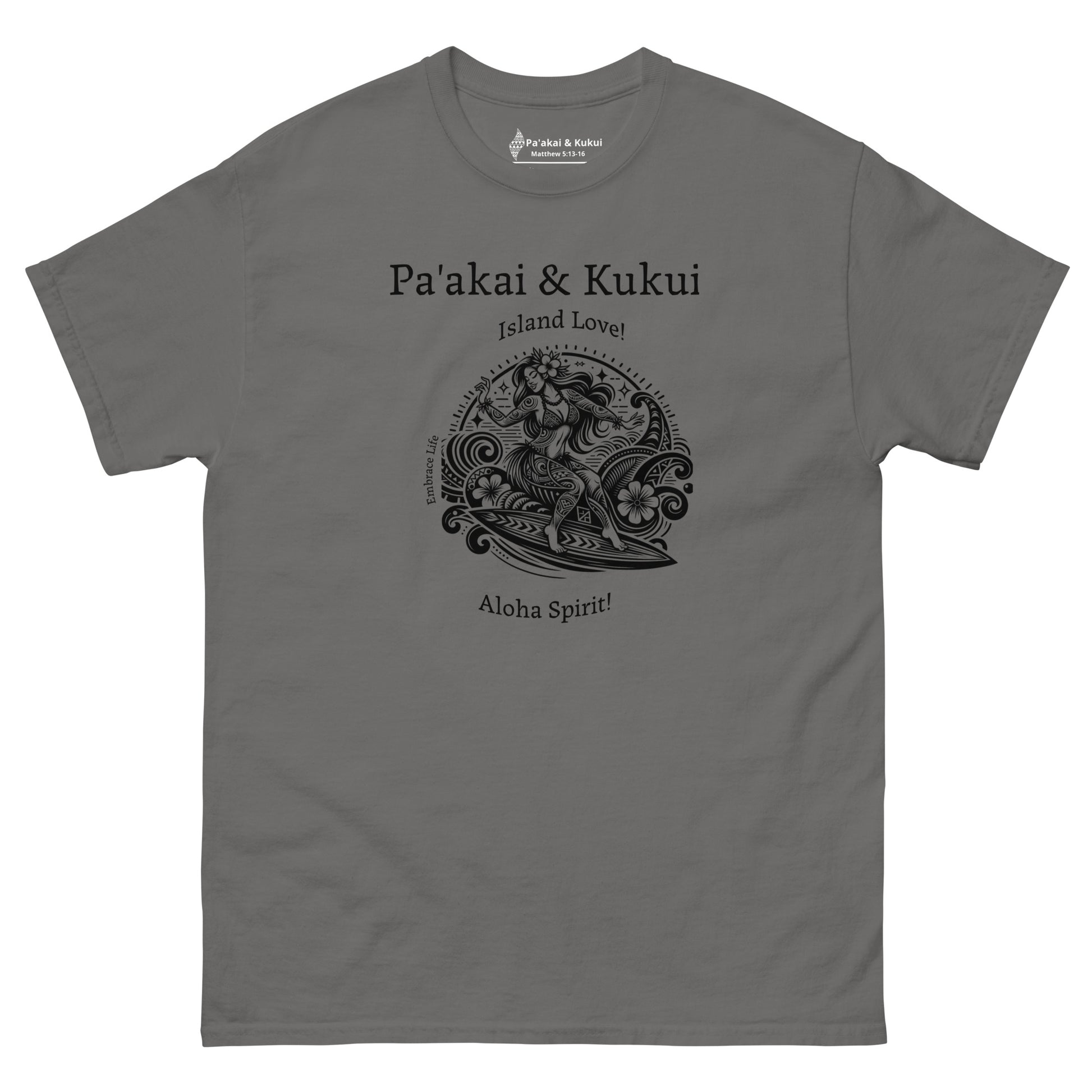 Tribal Surfer Chic Hawaiian T-Shirt — Polynesian Streetwear Graphic Tee T-shirt Pa'akai & Kukui Charcoal S