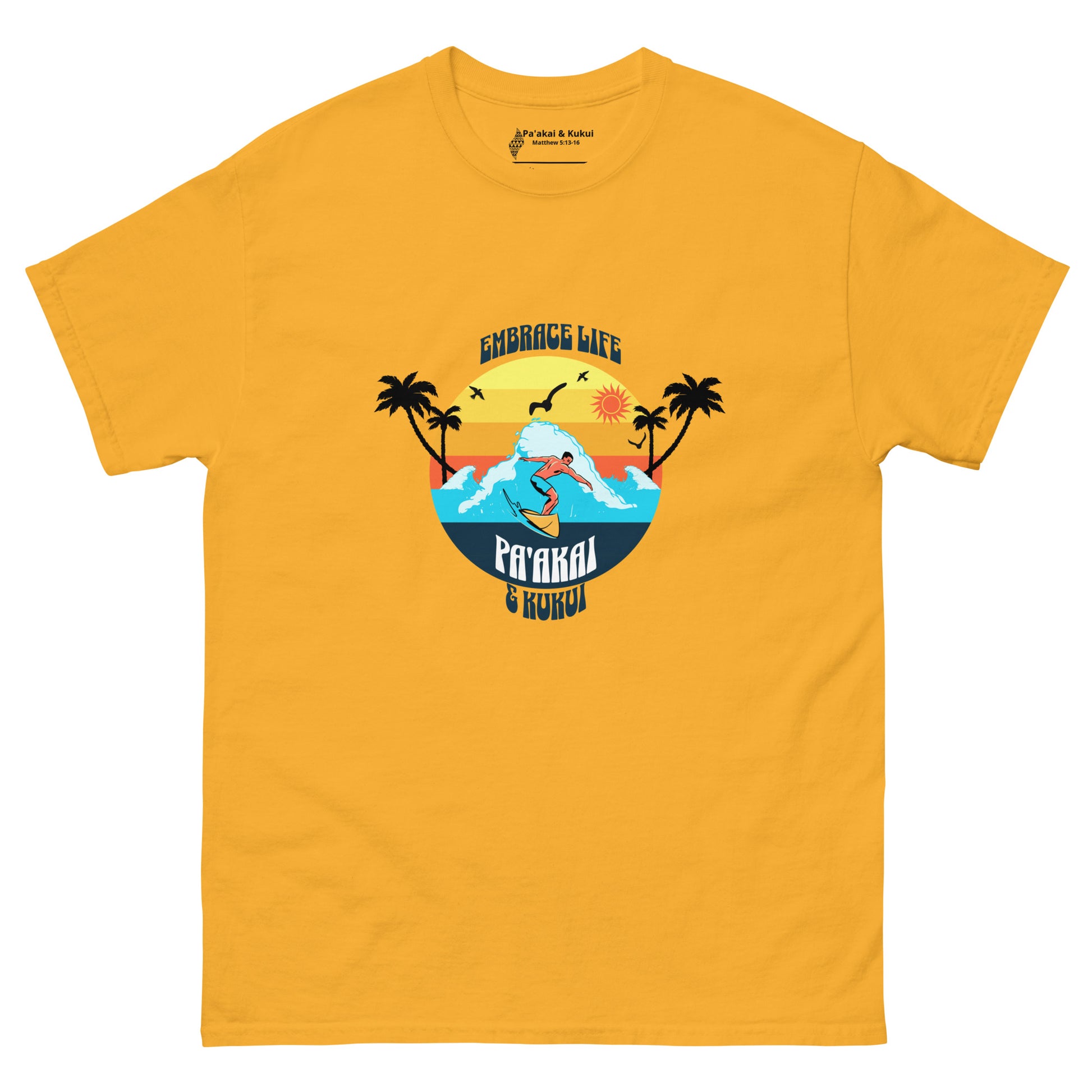 Embrace Life Surfer Tee T-shirt Pa'akai & Kukui Gold S