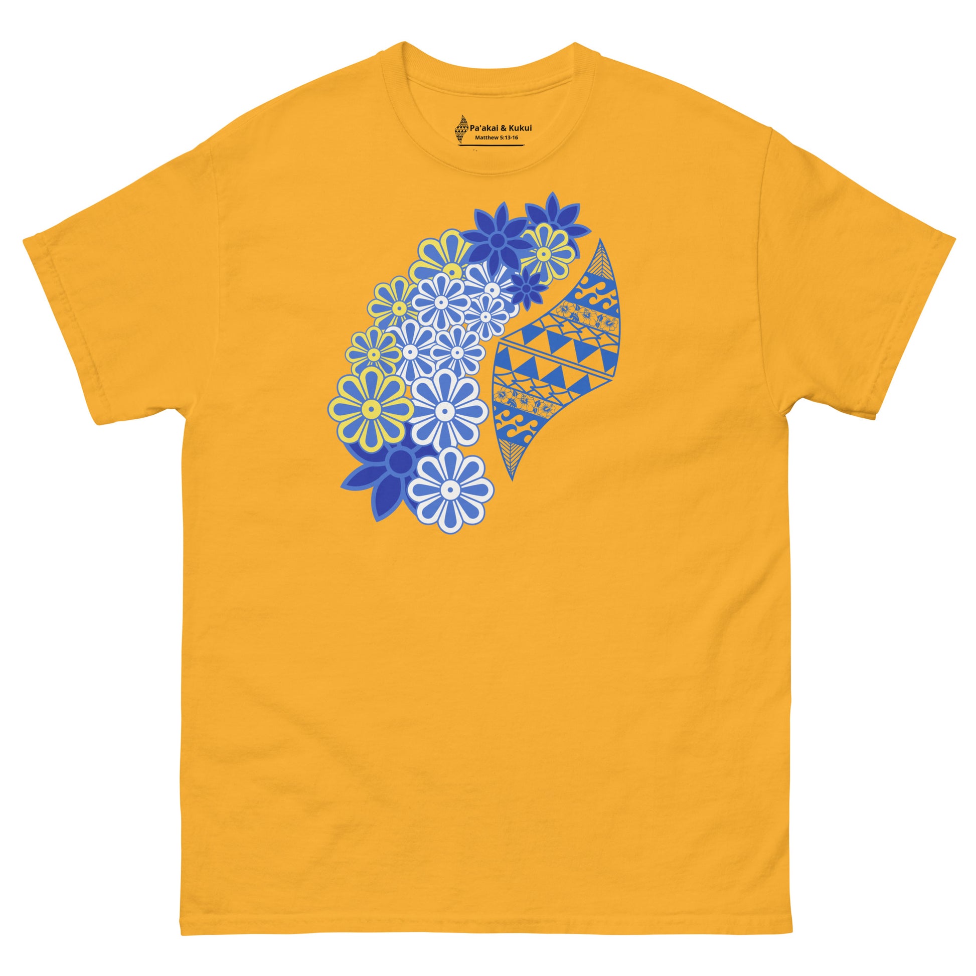Women's Flower / Logo tee T-shirt Pa'akai & Kukui Gold S