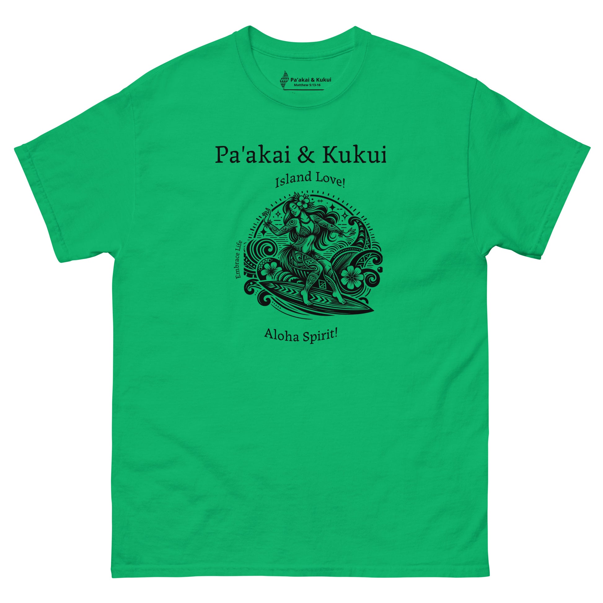 Tribal Surfer Chic Hawaiian T-Shirt — Polynesian Streetwear Graphic Tee T-shirt Pa'akai & Kukui Irish Green S