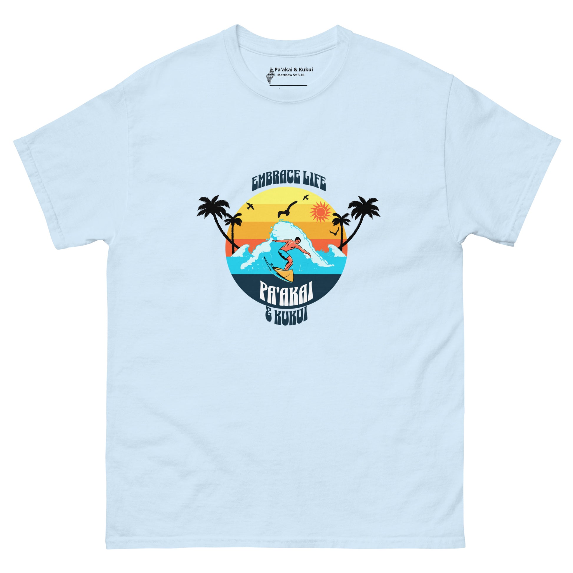 Embrace Life Surfer Tee T-shirt Pa'akai & Kukui Light Blue S