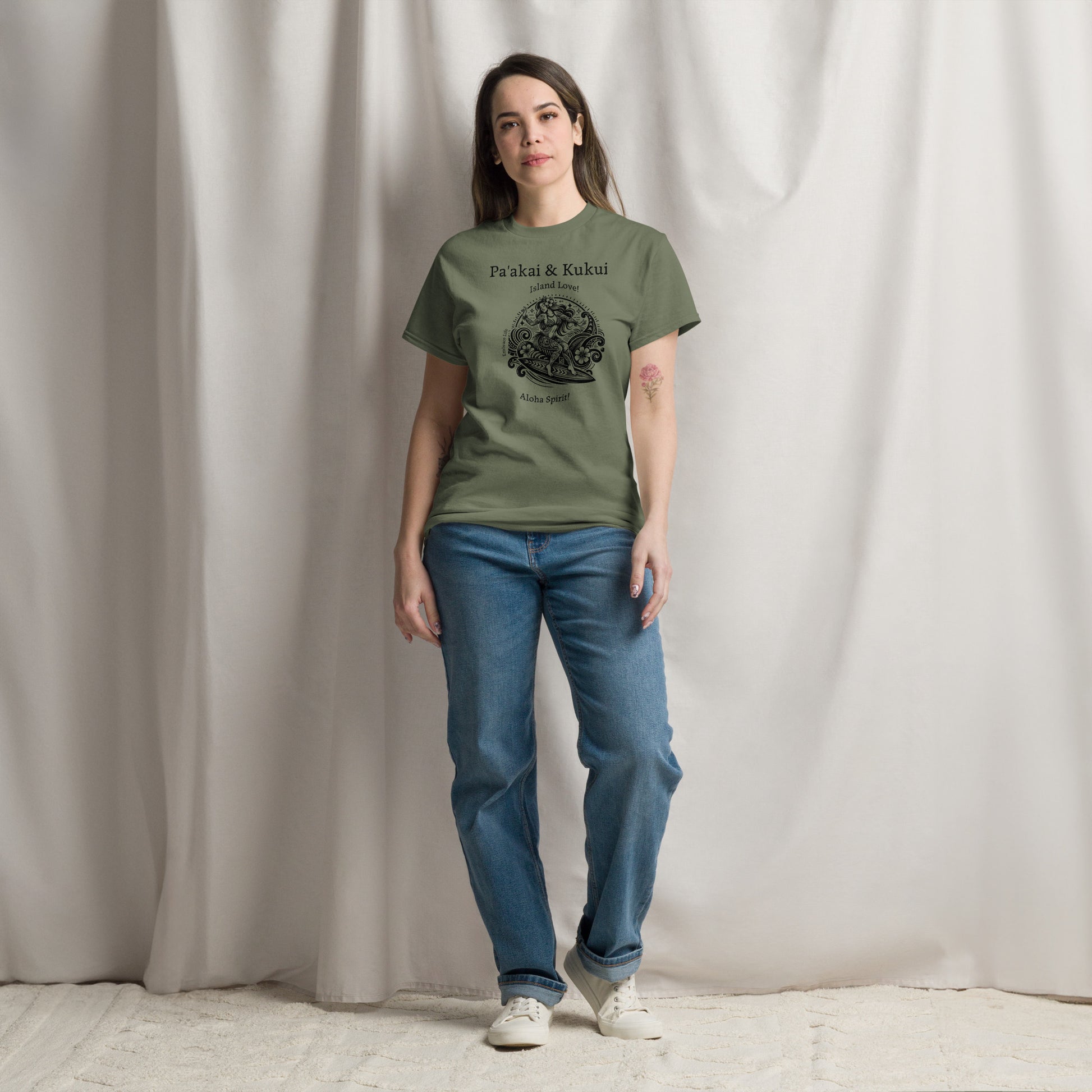Tribal Surfer Chic Hawaiian T-Shirt — Polynesian Streetwear Graphic Tee T-shirt Pa'akai & Kukui