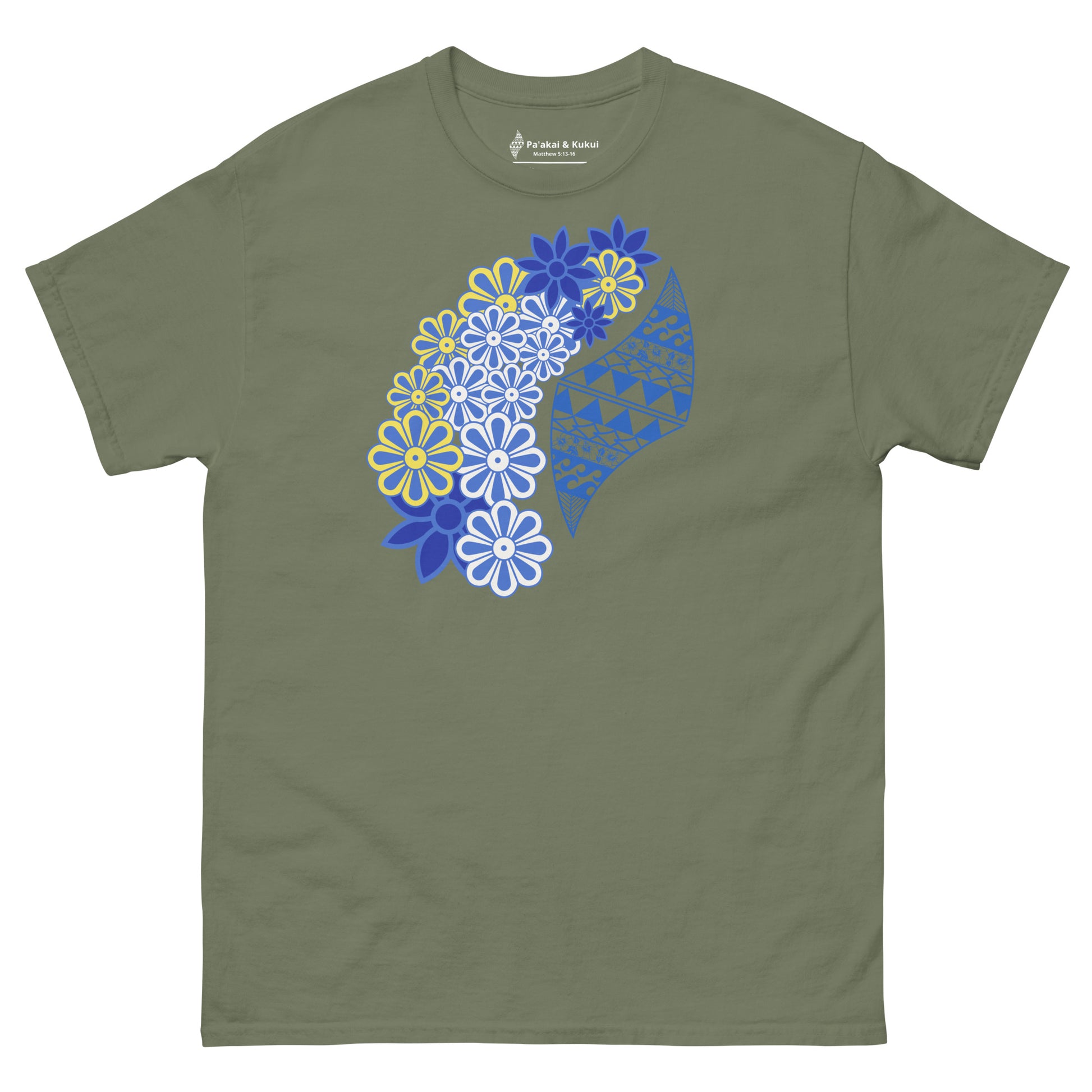 Women's Flower / Logo tee T-shirt Pa'akai & Kukui Military Green S