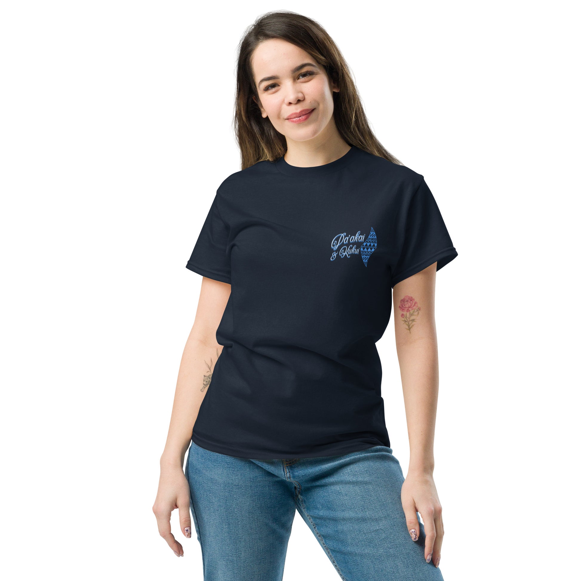 Japanese Cherry Blossom Hawaiian Graphic T-Shirt — Unisex Floral Streetwear Tee T-shirt Pa'akai & Kukui Navy S