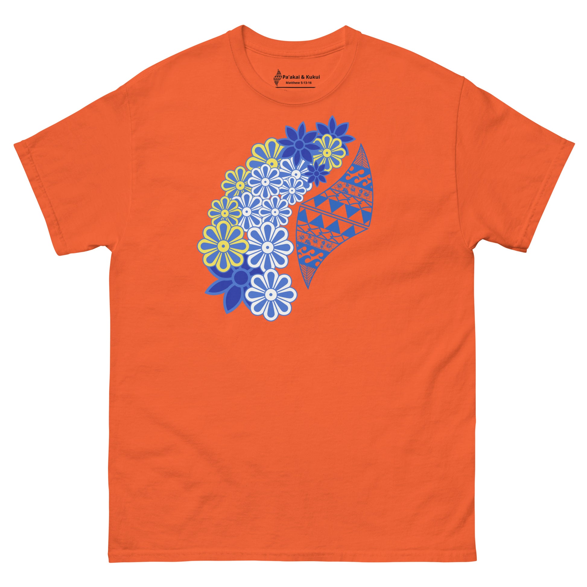 Women's Flower / Logo tee T-shirt Pa'akai & Kukui Orange S