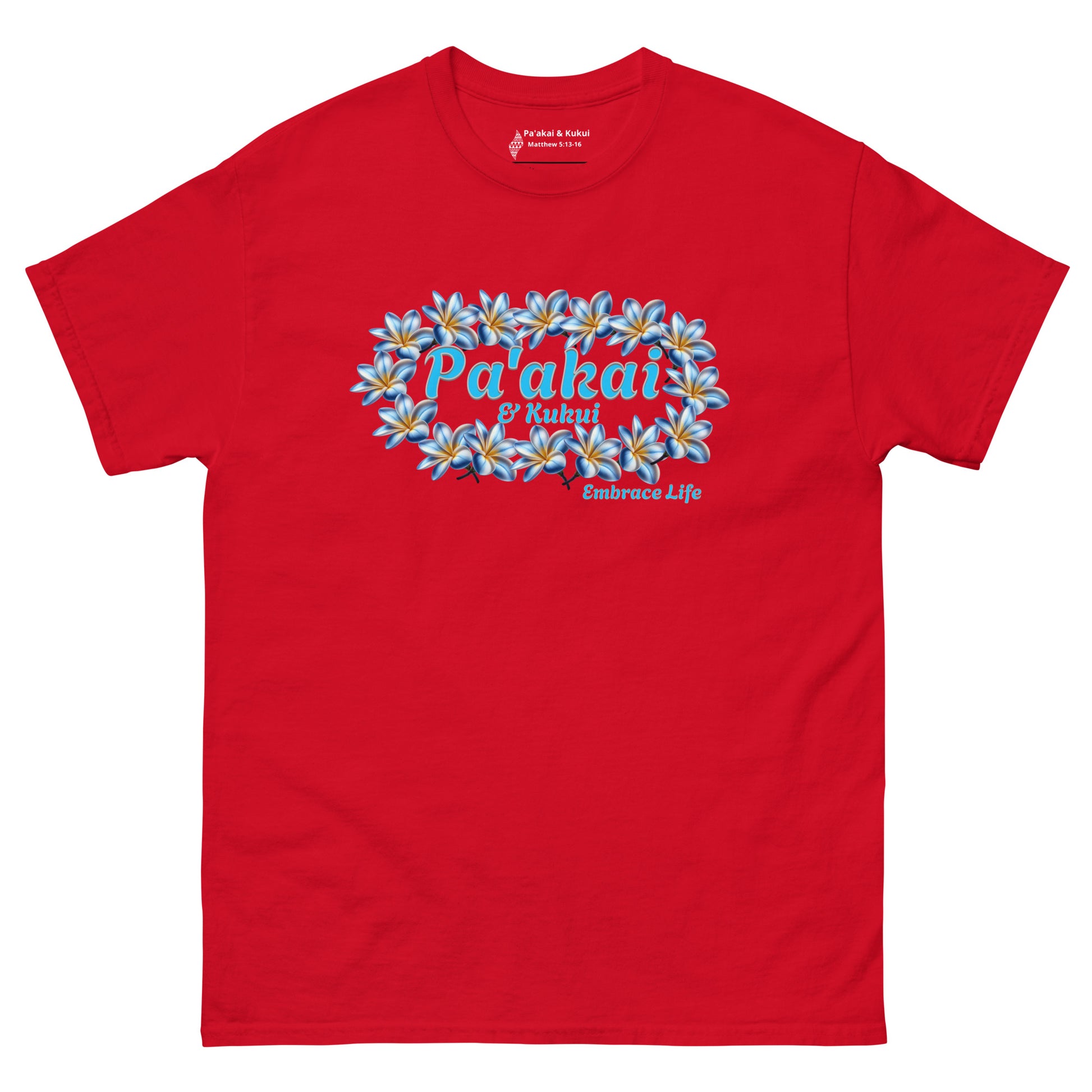 Plumeria Hawaiian Floral Graphic T-Shirt — Unisex Aloha Streetwear T-shirt Pa'akai & Kukui Red S