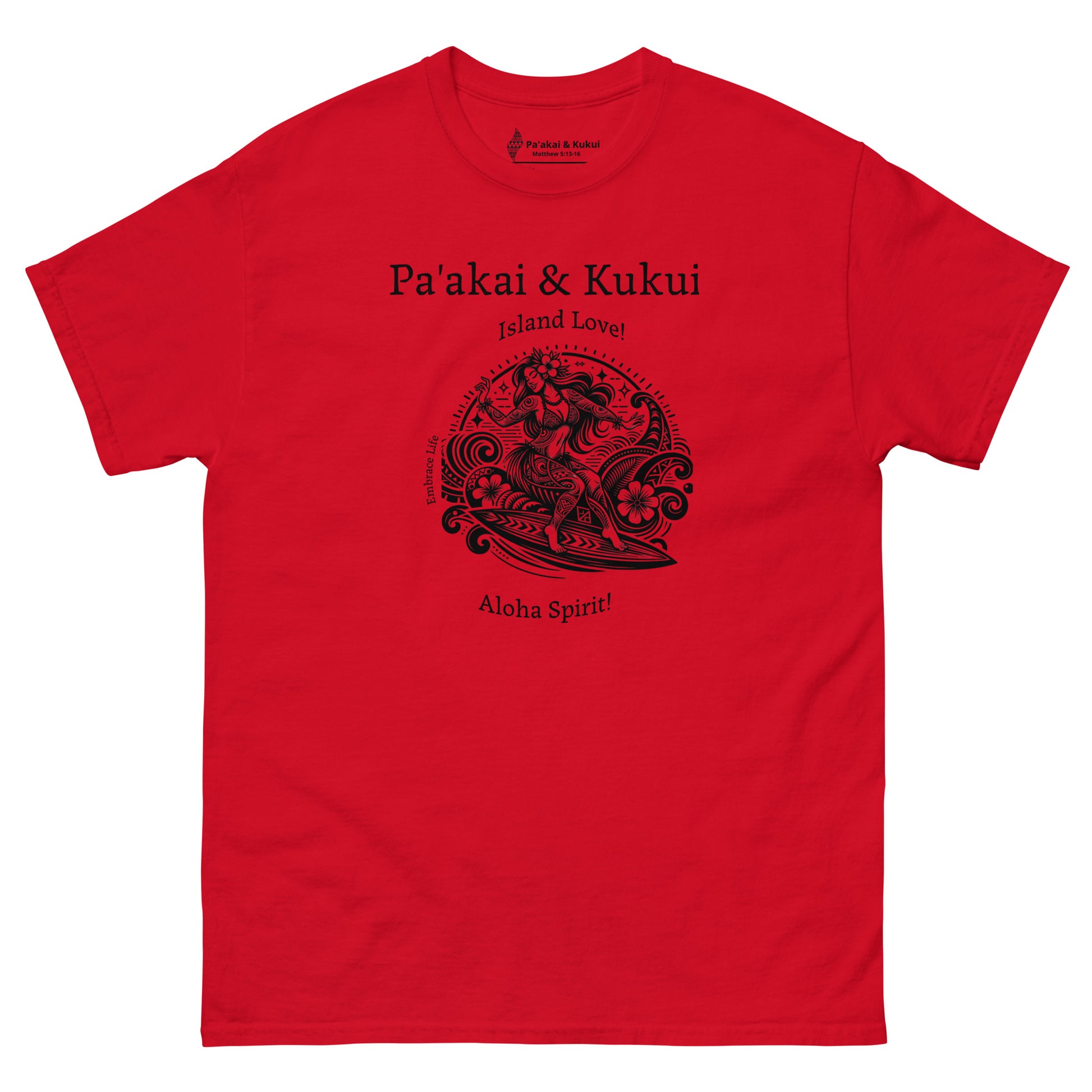 Tribal Surfer Chic Hawaiian T-Shirt — Polynesian Streetwear Graphic Tee T-shirt Pa'akai & Kukui Red S