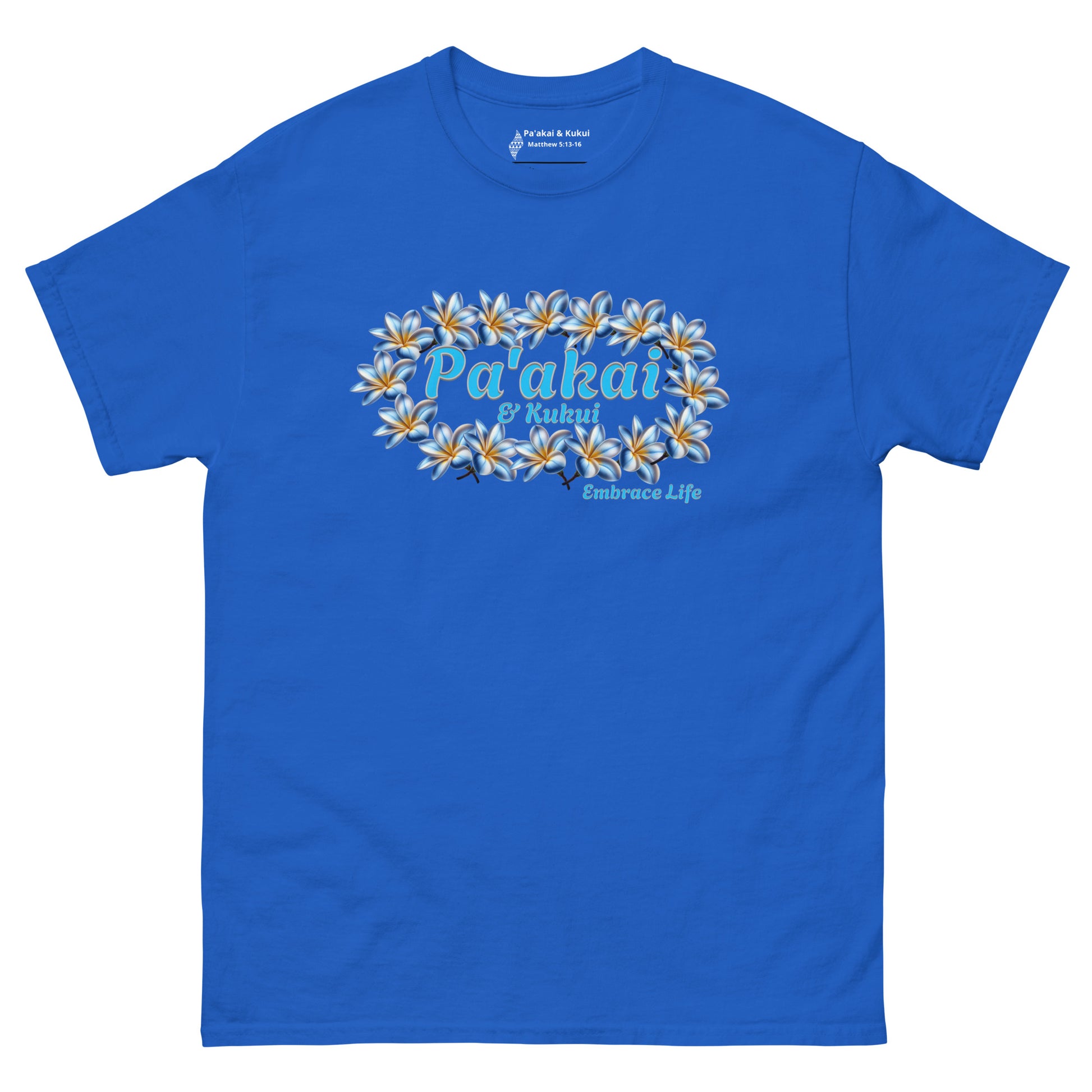 Plumeria Hawaiian Floral Graphic T-Shirt — Unisex Aloha Streetwear T-shirt Pa'akai & Kukui Royal S