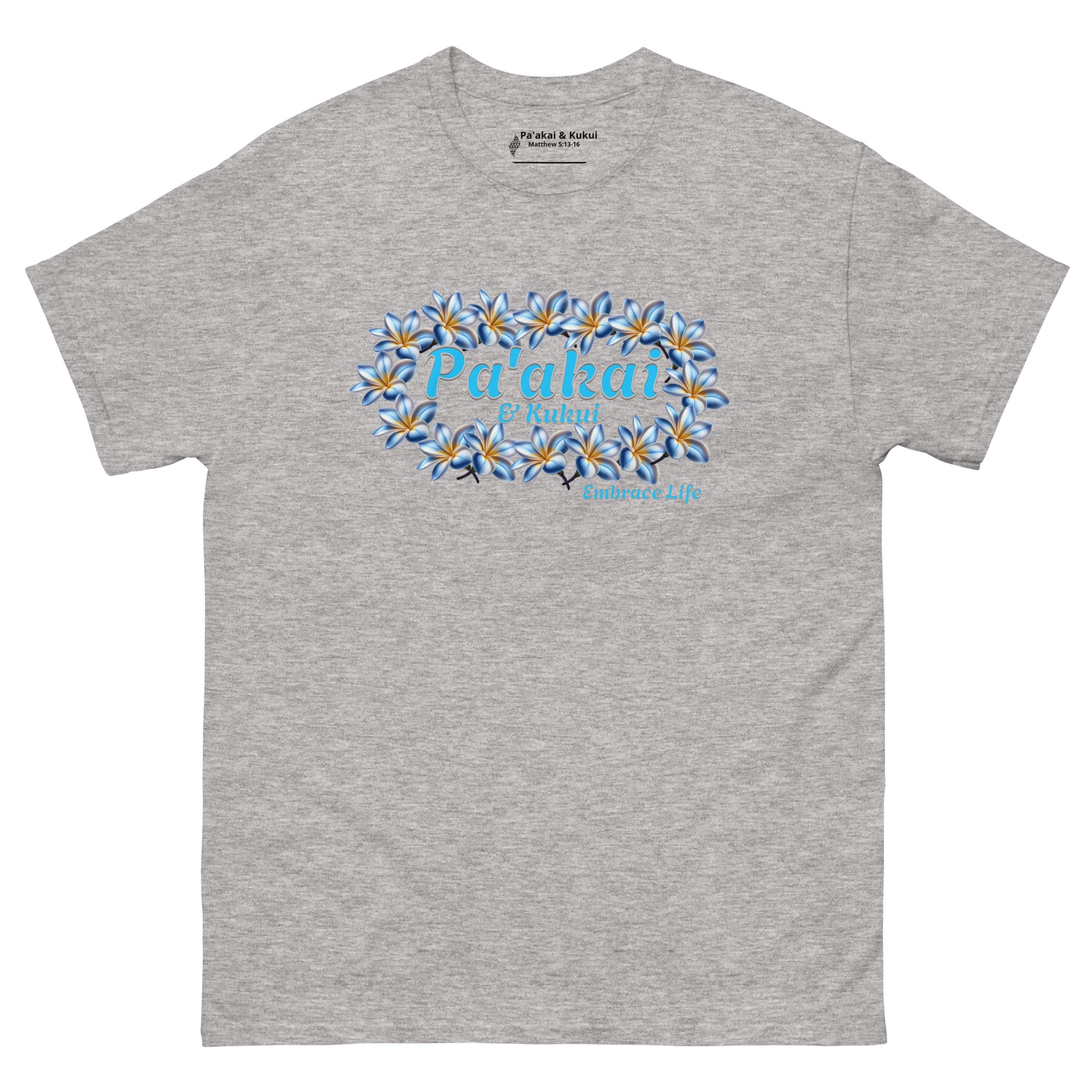Plumeria Hawaiian Floral Graphic T-Shirt — Unisex Aloha Streetwear T-shirt Pa'akai & Kukui Sport Grey S