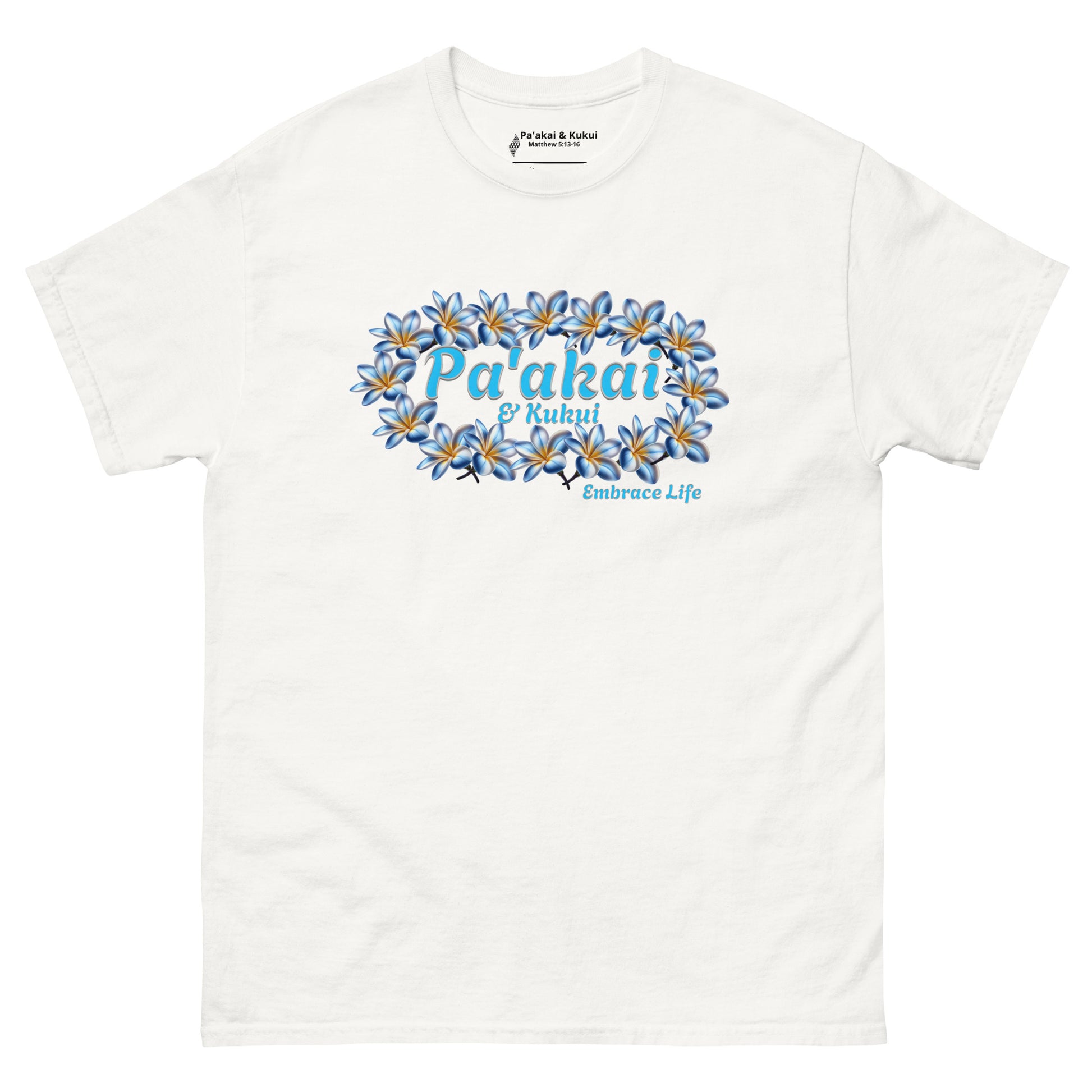 Plumeria Hawaiian Floral Graphic T-Shirt — Unisex Aloha Streetwear T-shirt Pa'akai & Kukui White S