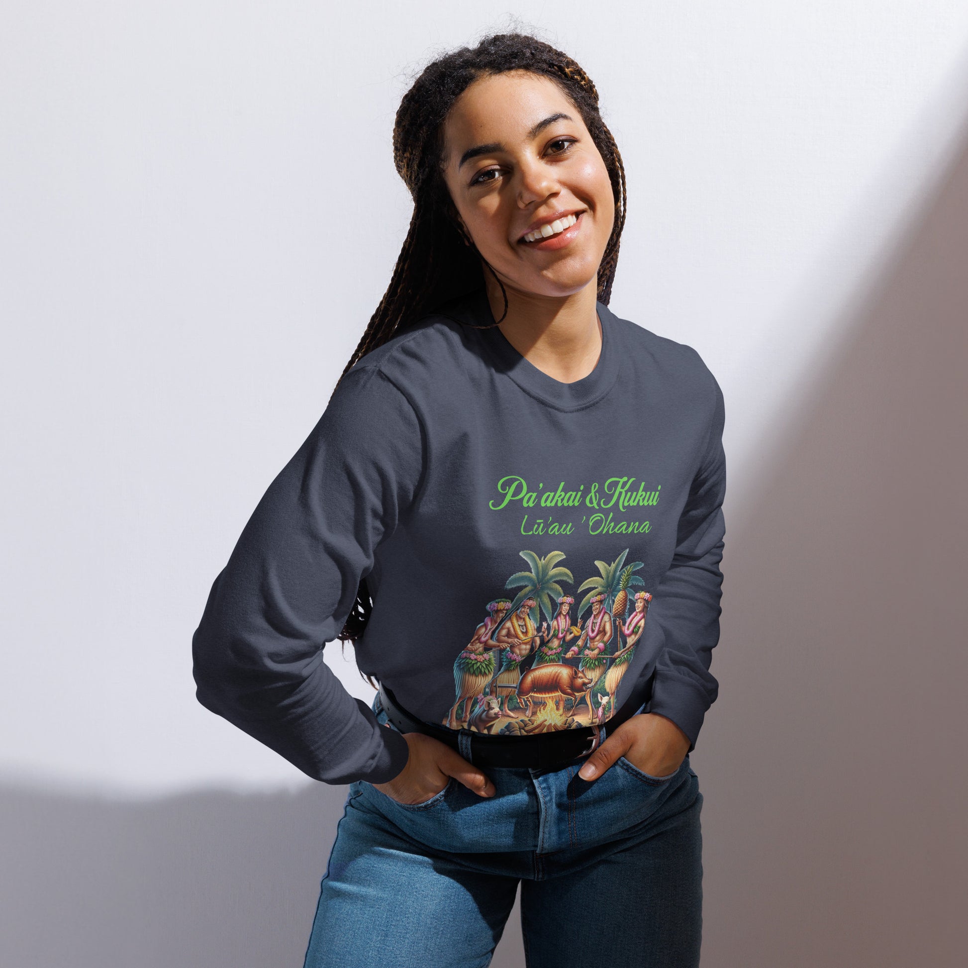 Pa'akai & Kukui Lū'au 'Ohana - Garment-dyed heavyweight long-sleeve shirt Long Sleeve T-shirt Pa'akai & Kukui Navy S