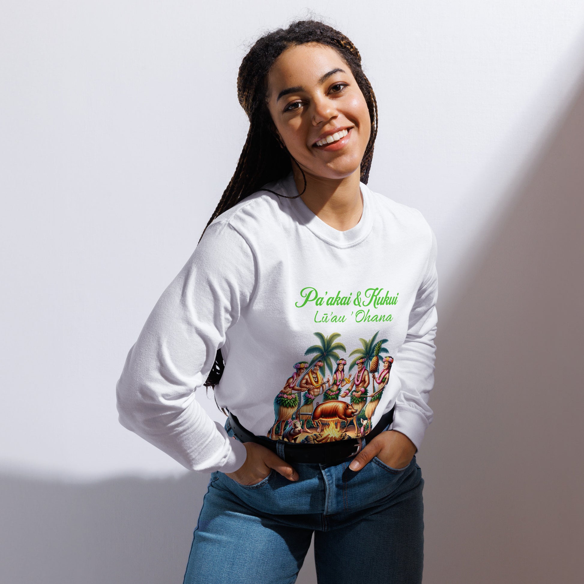 Pa'akai & Kukui Lū'au 'Ohana - Garment-dyed heavyweight long-sleeve shirt Long Sleeve T-shirt Pa'akai & Kukui White S