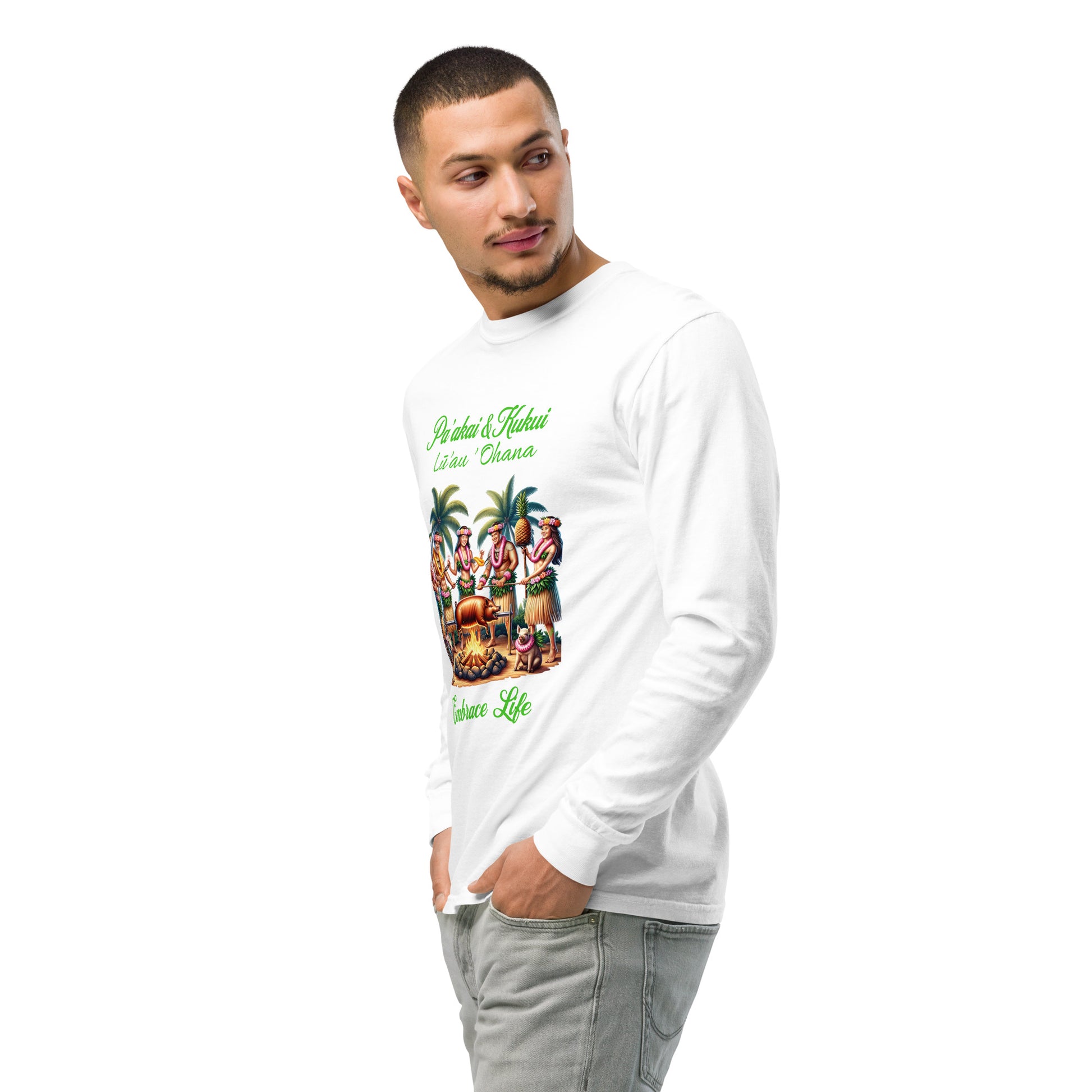 Pa'akai & Kukui Lū'au 'Ohana - Garment-dyed heavyweight long-sleeve shirt Long Sleeve T-shirt Pa'akai & Kukui