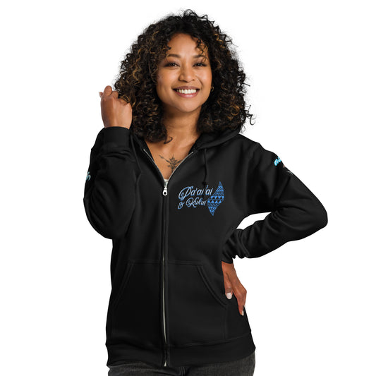 Japanese Cherry Blossom Hawaiian Zip-Up Hoodie — Aloha Streetwear Floral Design Zip Up Hoodie Pa'akai & Kukui Black S