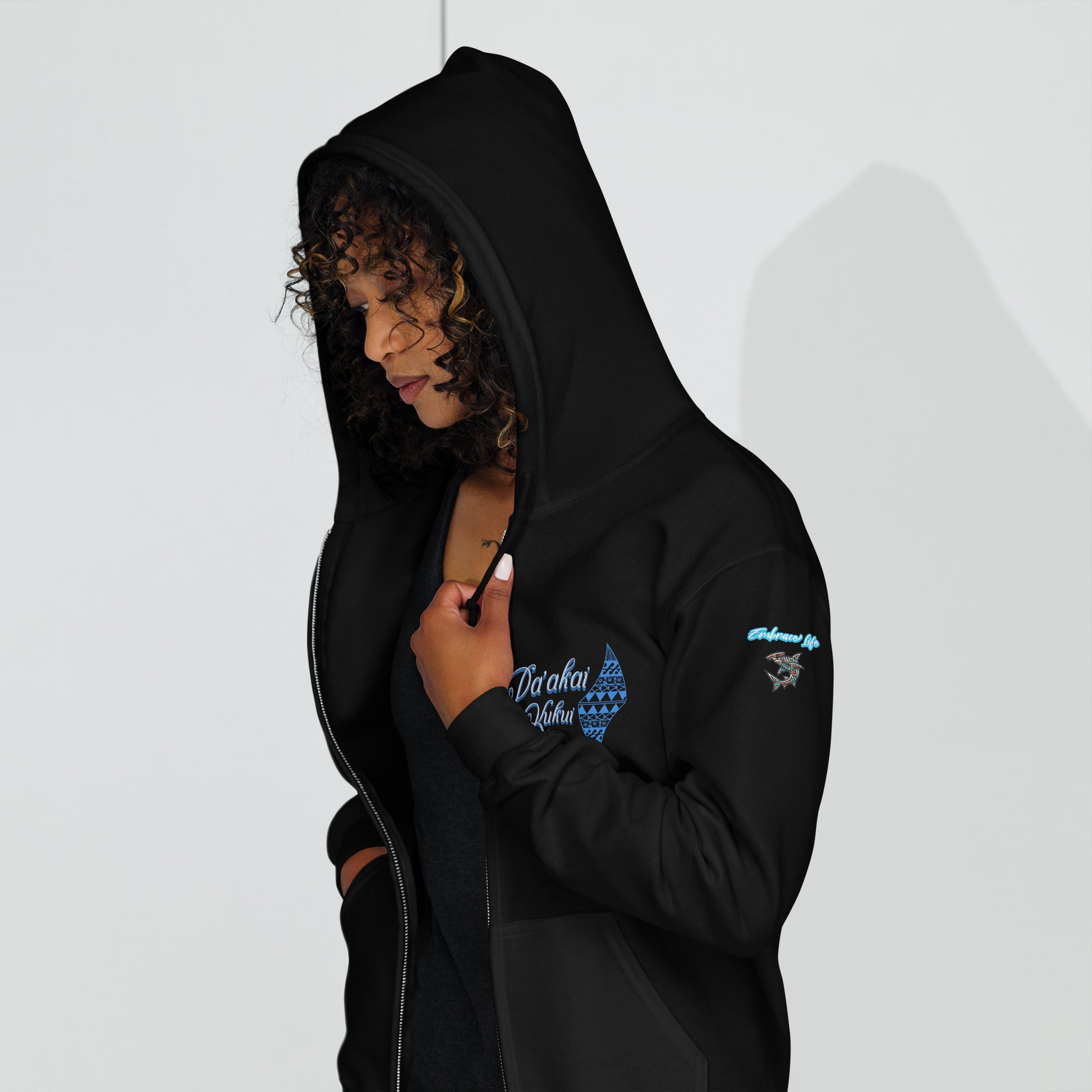 Japanese Cherry Blossom Hawaiian Zip-Up Hoodie — Aloha Streetwear Floral Design Zip Up Hoodie Pa'akai & Kukui