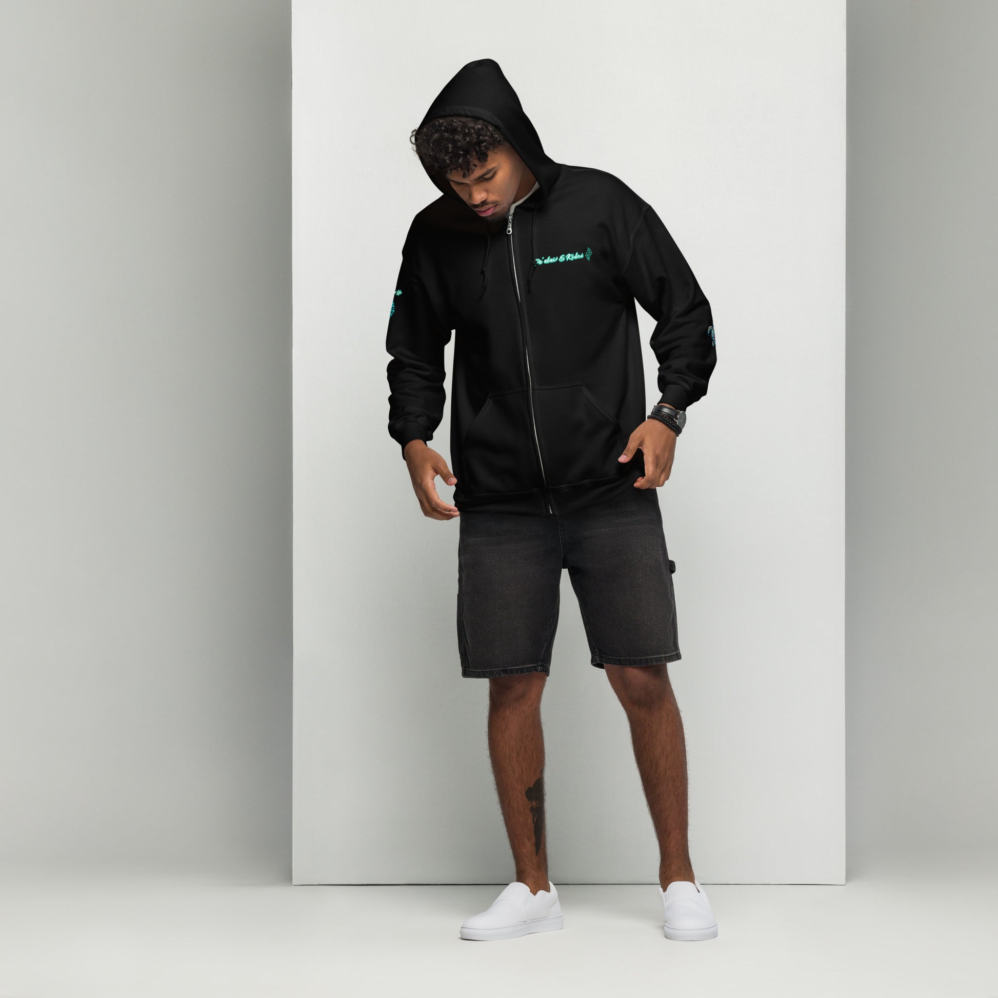 Hawaiian Surfer Chic Unisex heavy blend zip hoodie Zip Up Hoodie Pa'akai & Kukui Black S