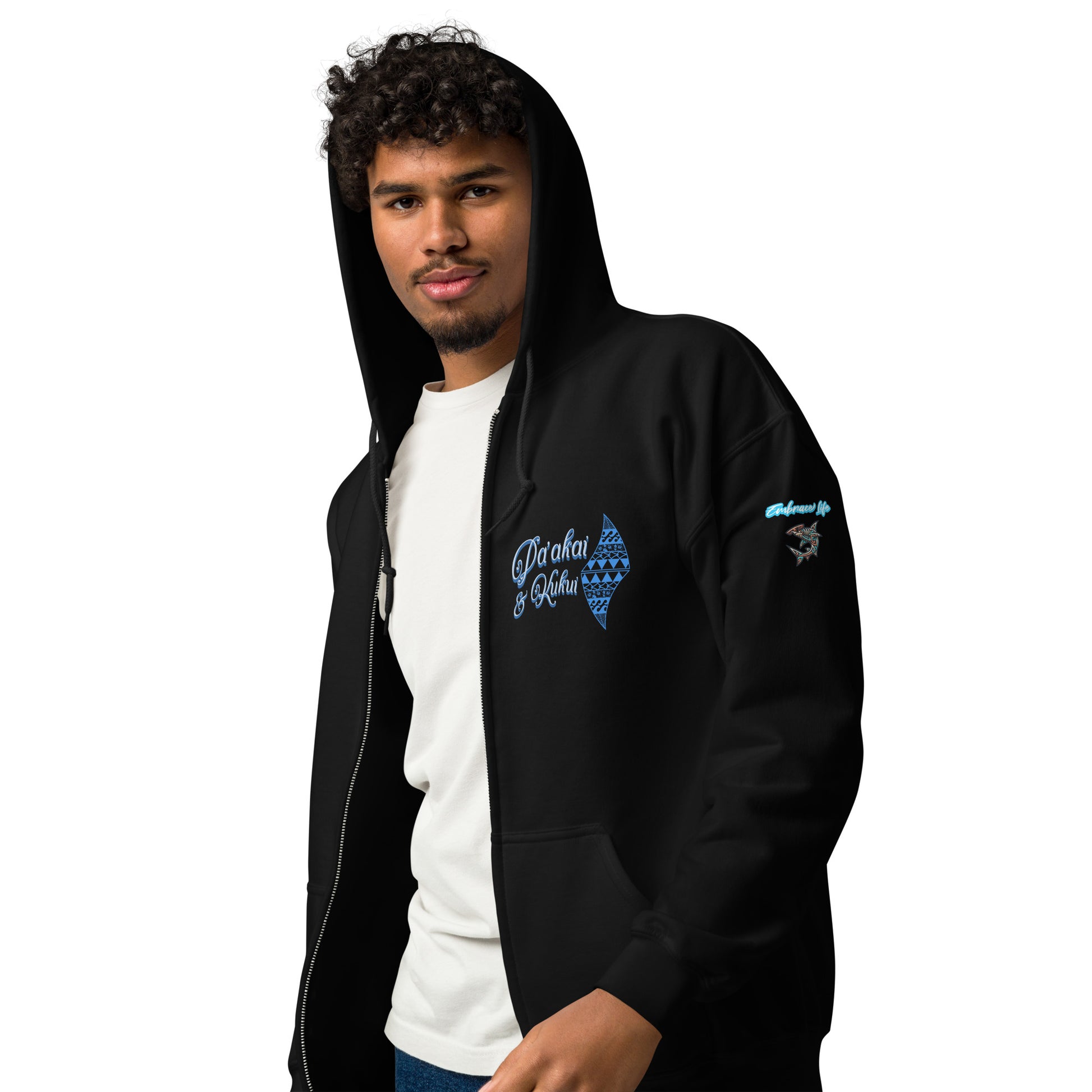 Japanese Cherry Blossom Hawaiian Zip-Up Hoodie — Aloha Streetwear Floral Design Zip Up Hoodie Pa'akai & Kukui