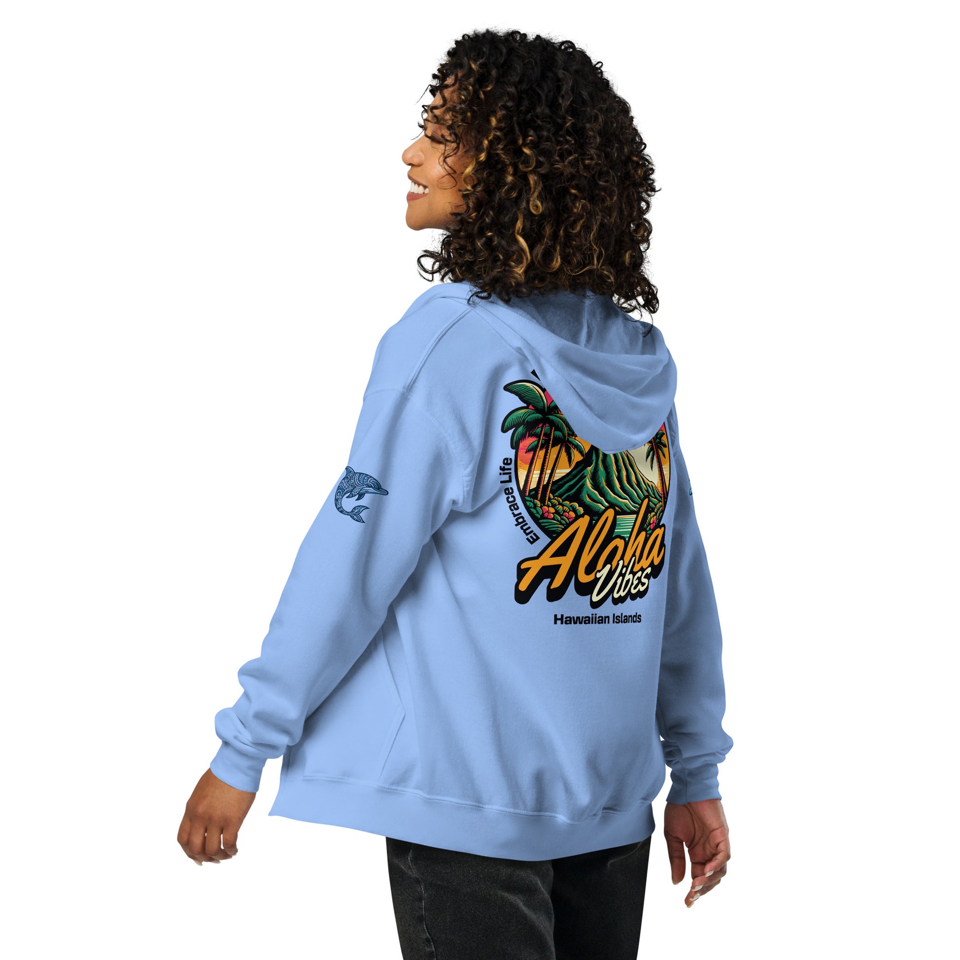 Aloha Vibes heavy blend zip hoodie - Womens Zip Up Hoodie Pa'akai & Kukui