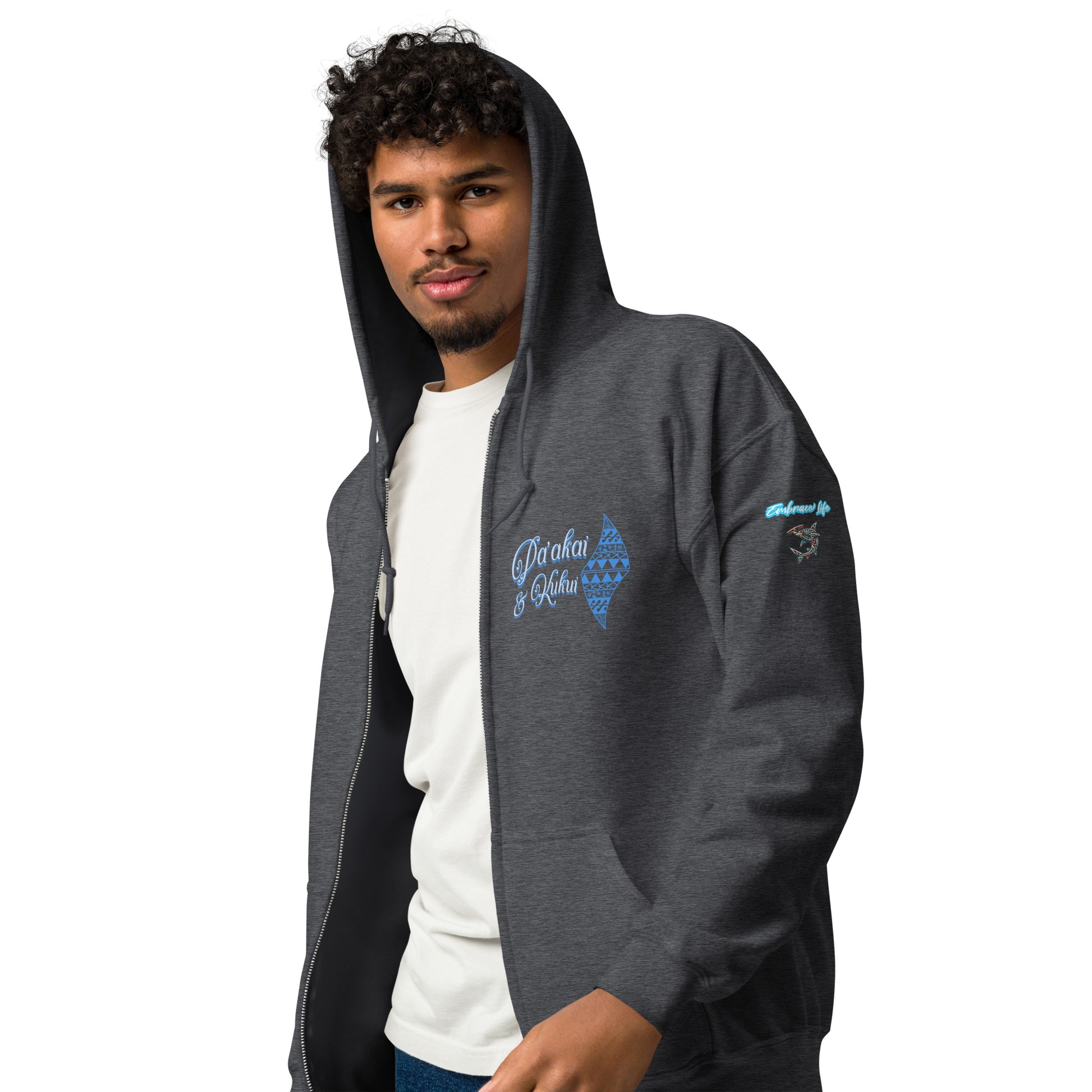 Japanese Cherry Blossom Hawaiian Zip-Up Hoodie — Aloha Streetwear Floral Design Zip Up Hoodie Pa'akai & Kukui