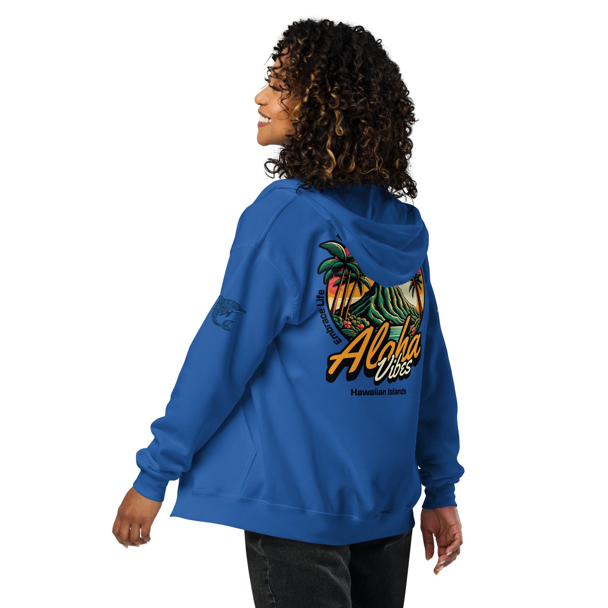 Aloha Vibes heavy blend zip hoodie - Womens Zip Up Hoodie Pa'akai & Kukui