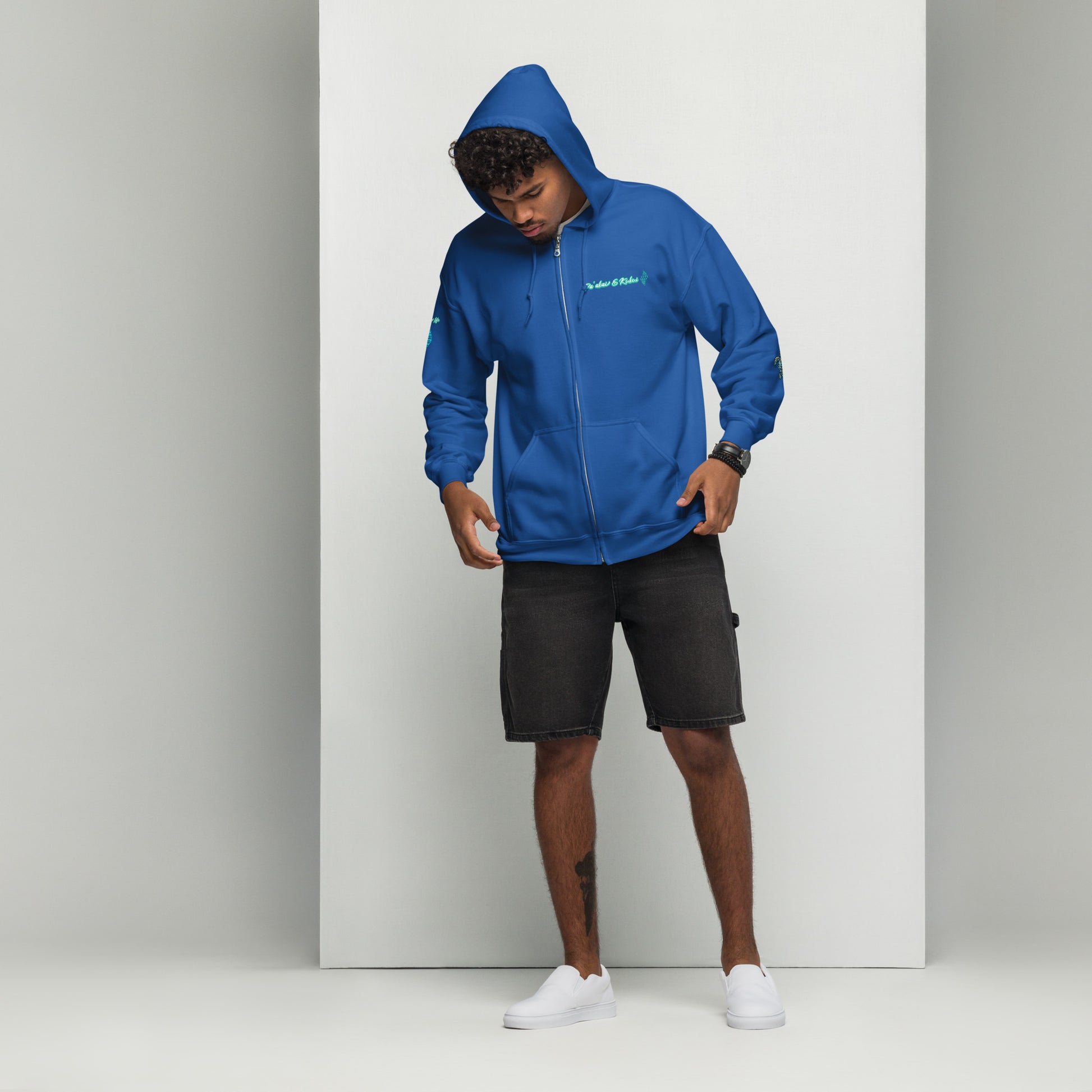 Hawaiian Surfer Chic Unisex heavy blend zip hoodie Zip Up Hoodie Pa'akai & Kukui Royal S