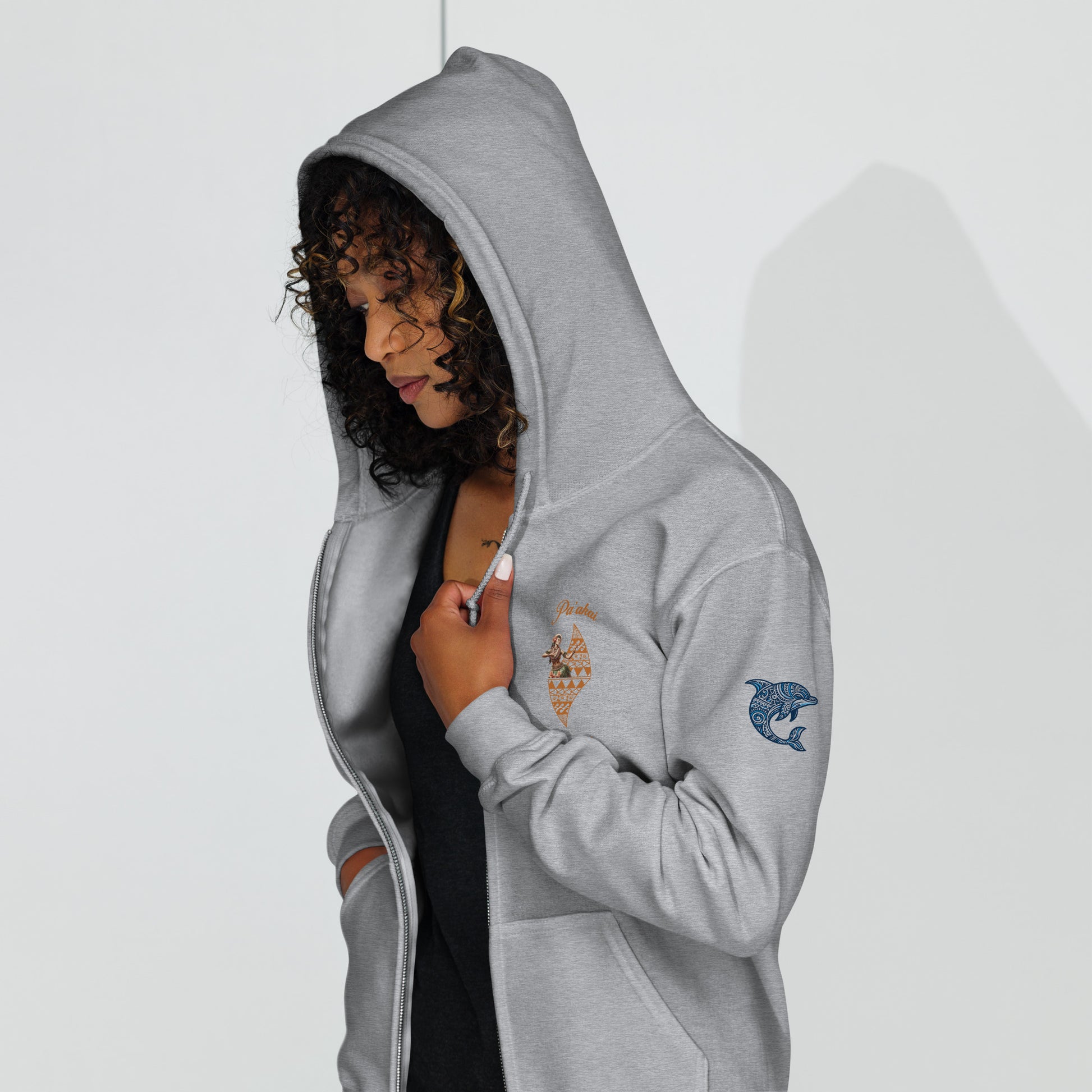 Aloha Vibes heavy blend zip hoodie - Womens Zip Up Hoodie Pa'akai & Kukui