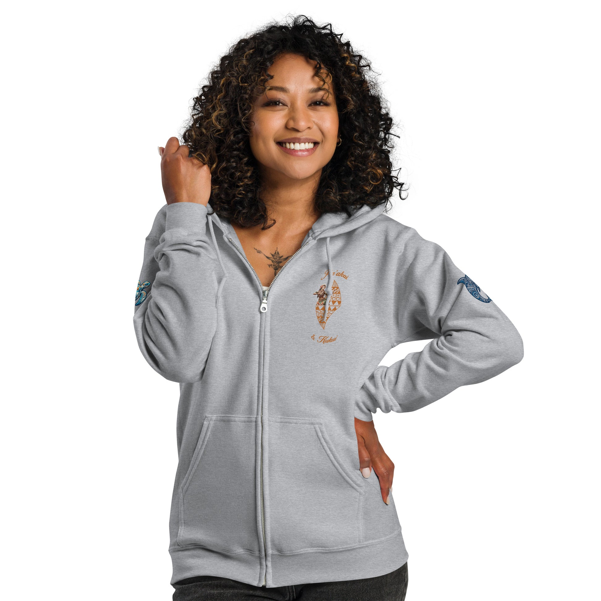 Aloha Vibes heavy blend zip hoodie - Womens Zip Up Hoodie Pa'akai & Kukui Sport Grey S