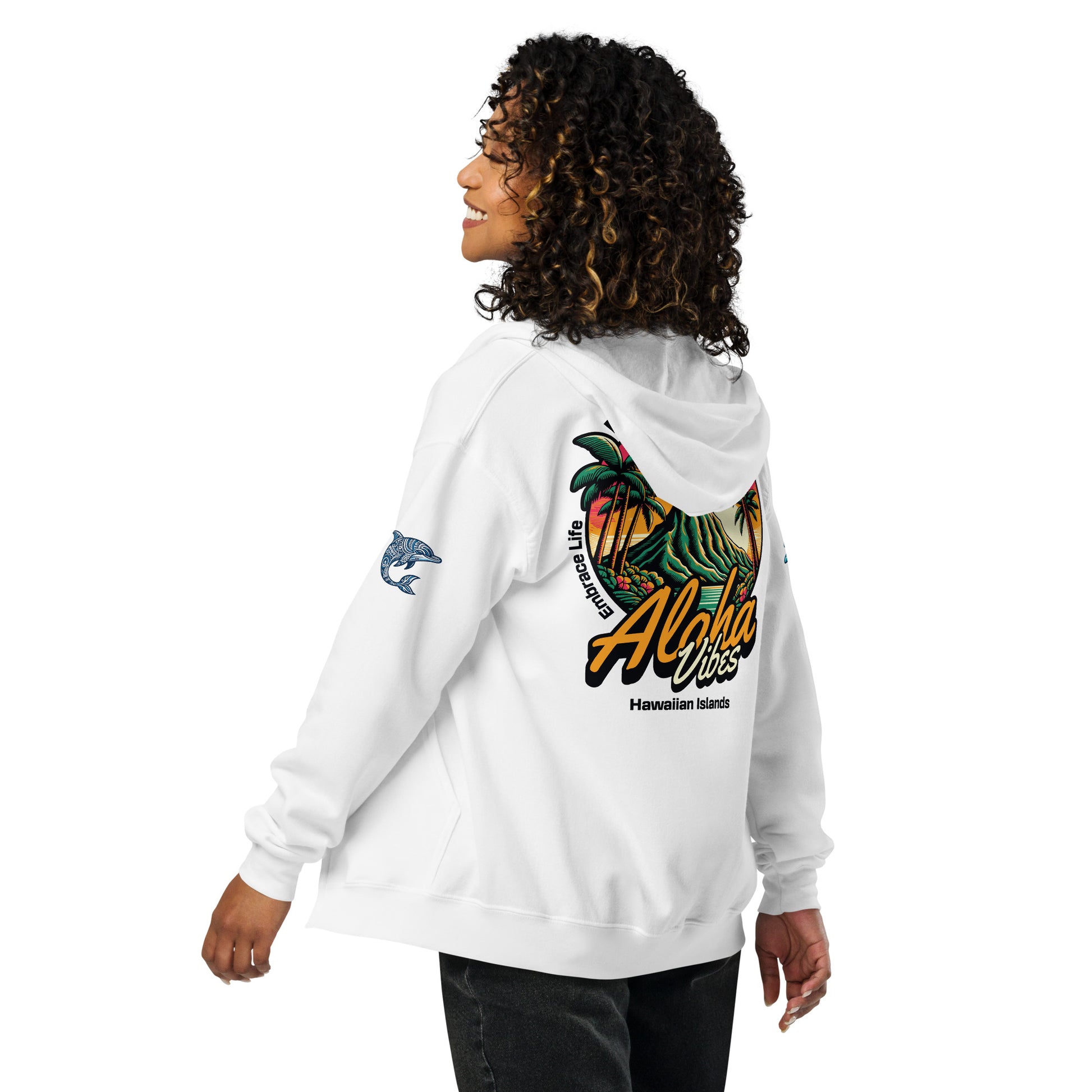 Aloha Vibes heavy blend zip hoodie - Womens Zip Up Hoodie Pa'akai & Kukui