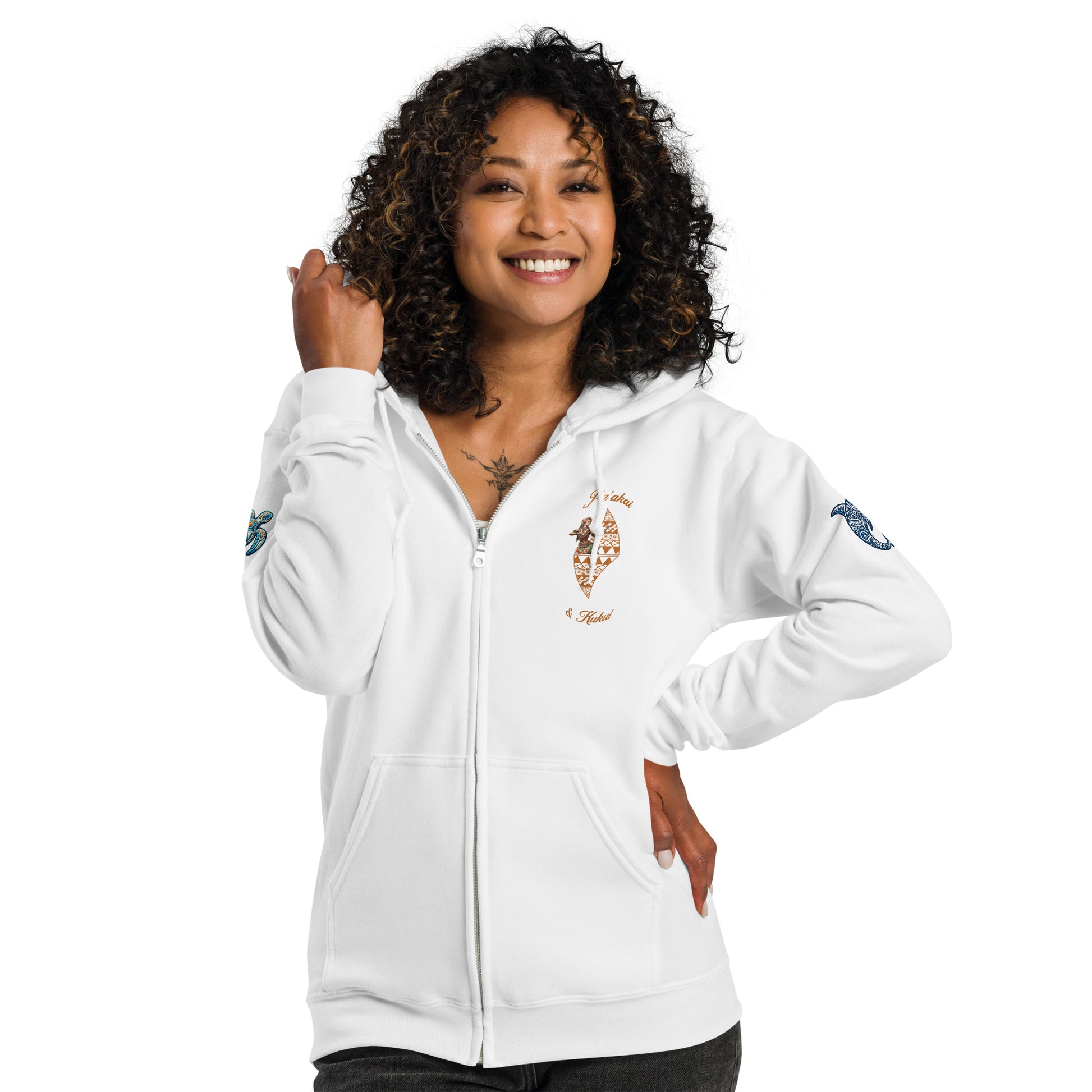 Aloha Vibes heavy blend zip hoodie - Womens Zip Up Hoodie Pa'akai & Kukui White S