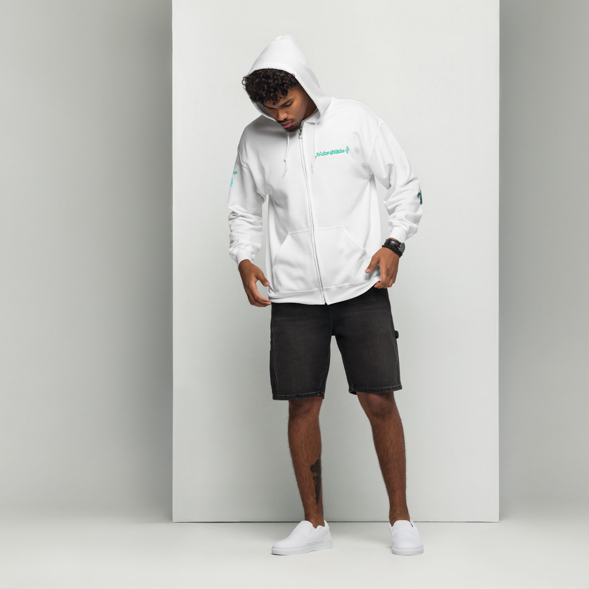 Hawaiian Surfer Chic Unisex heavy blend zip hoodie Zip Up Hoodie Pa'akai & Kukui White S
