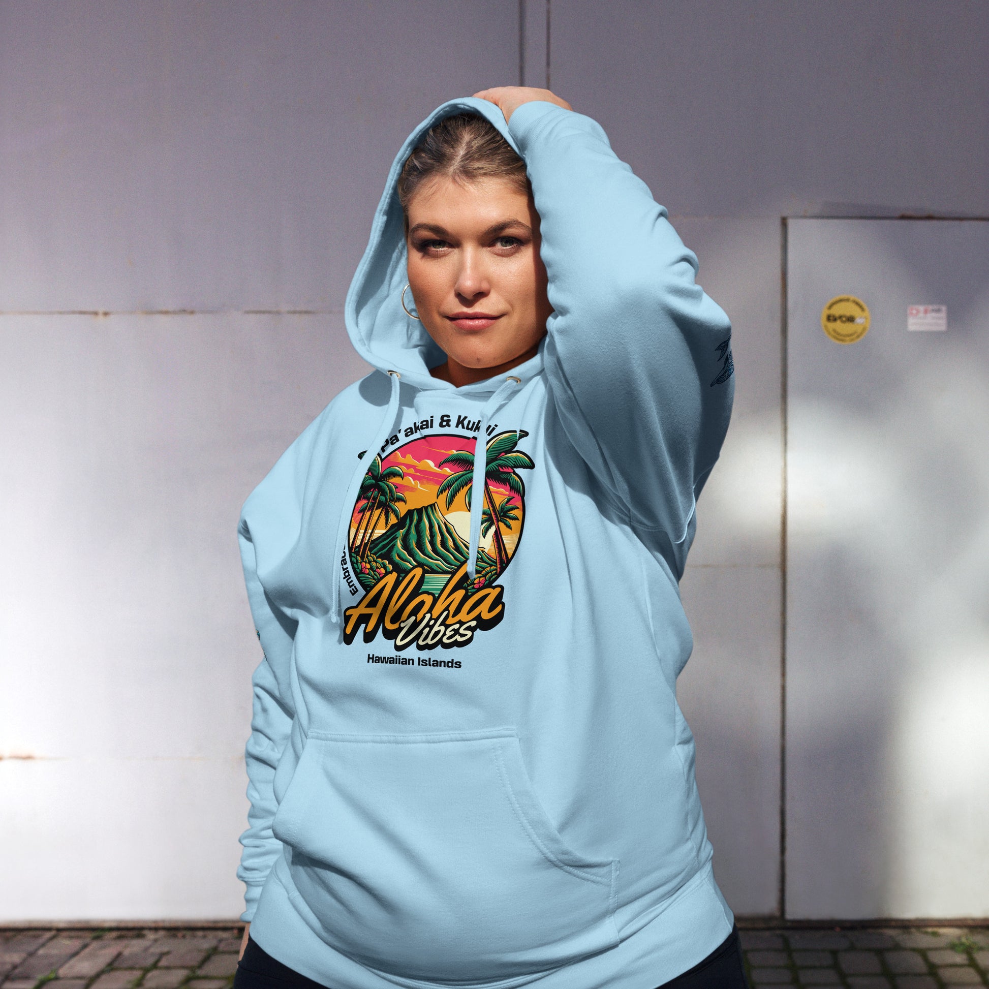 Aloha Vibes - Unisex midweight hoodie Pullover Hoodie Pa'akai & Kukui Blue Aqua S