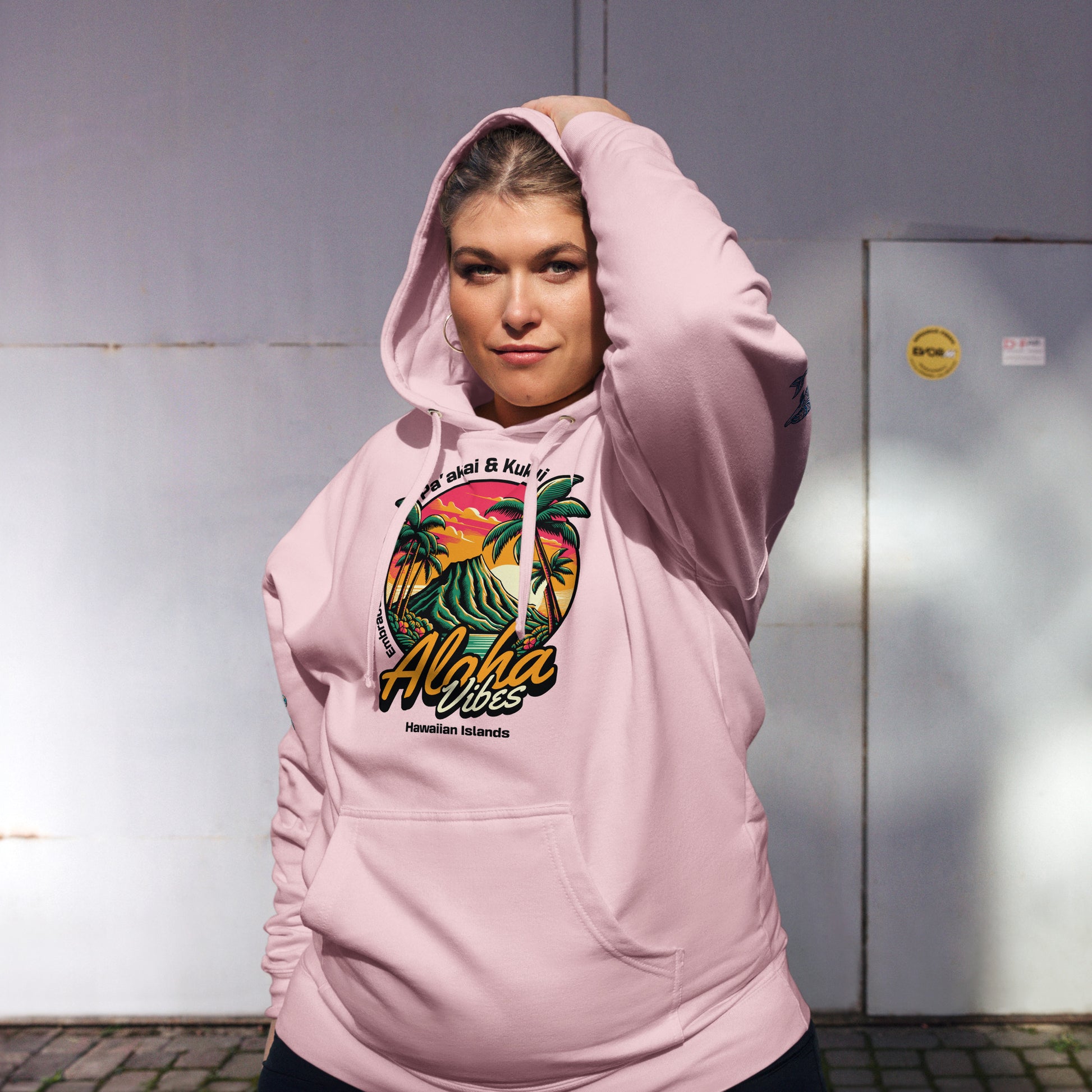 Aloha Vibes - Unisex midweight hoodie Pullover Hoodie Pa'akai & Kukui Light Pink S
