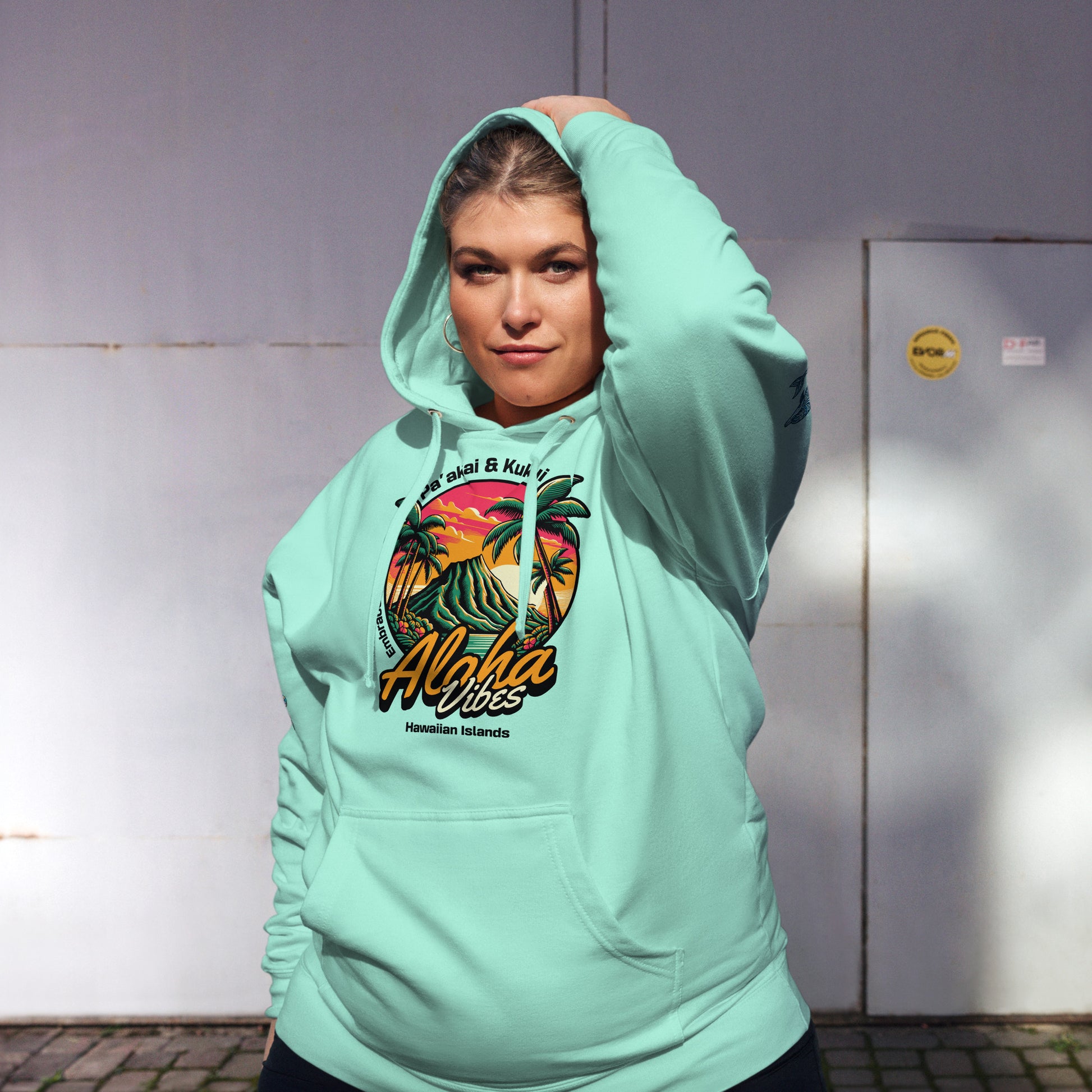 Aloha Vibes - Unisex midweight hoodie Pullover Hoodie Pa'akai & Kukui Mint S