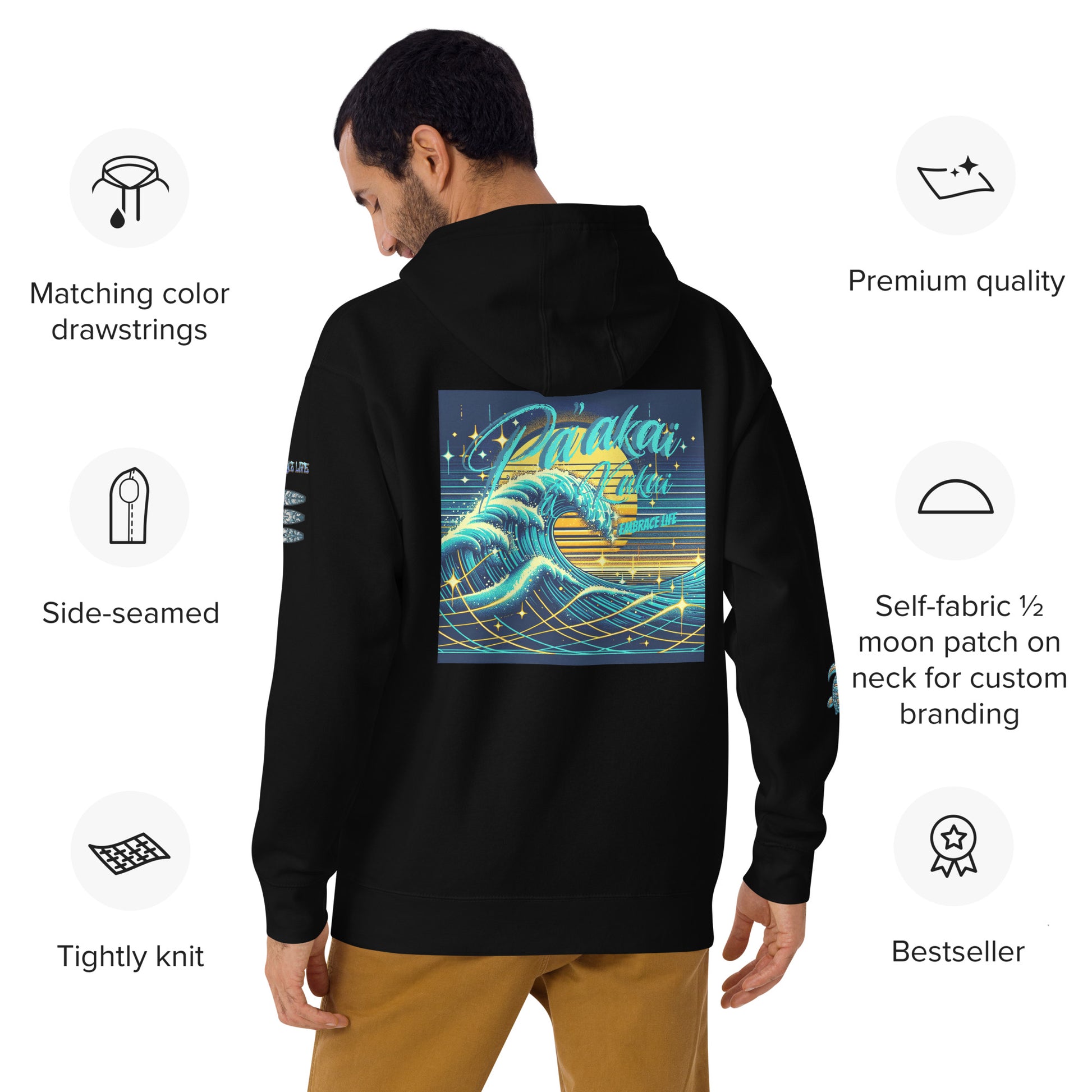 Blue Waves Unisex Hoodie Pullover Hoodie Pa'akai & Kukui