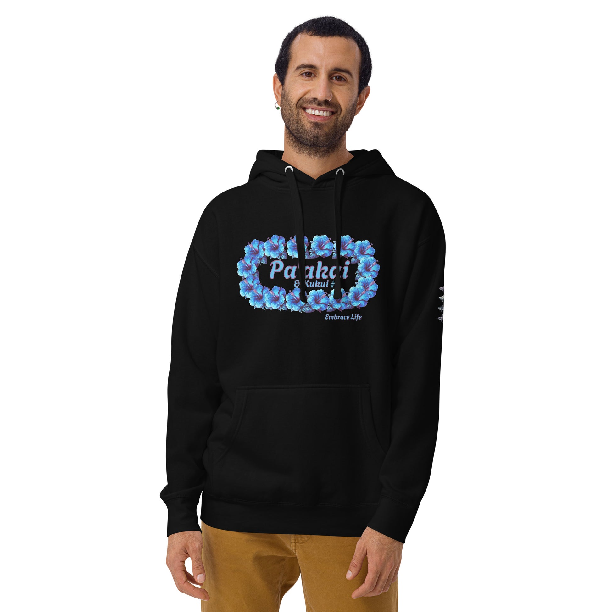 Pua aloalo Hoodie Pullover Hoodie Pa'akai & Kukui Black S