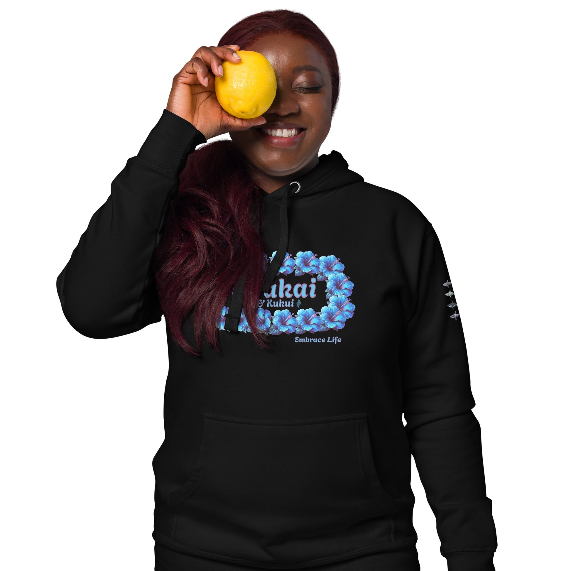 Pua aloalo Hoodie Pullover Hoodie Pa'akai & Kukui