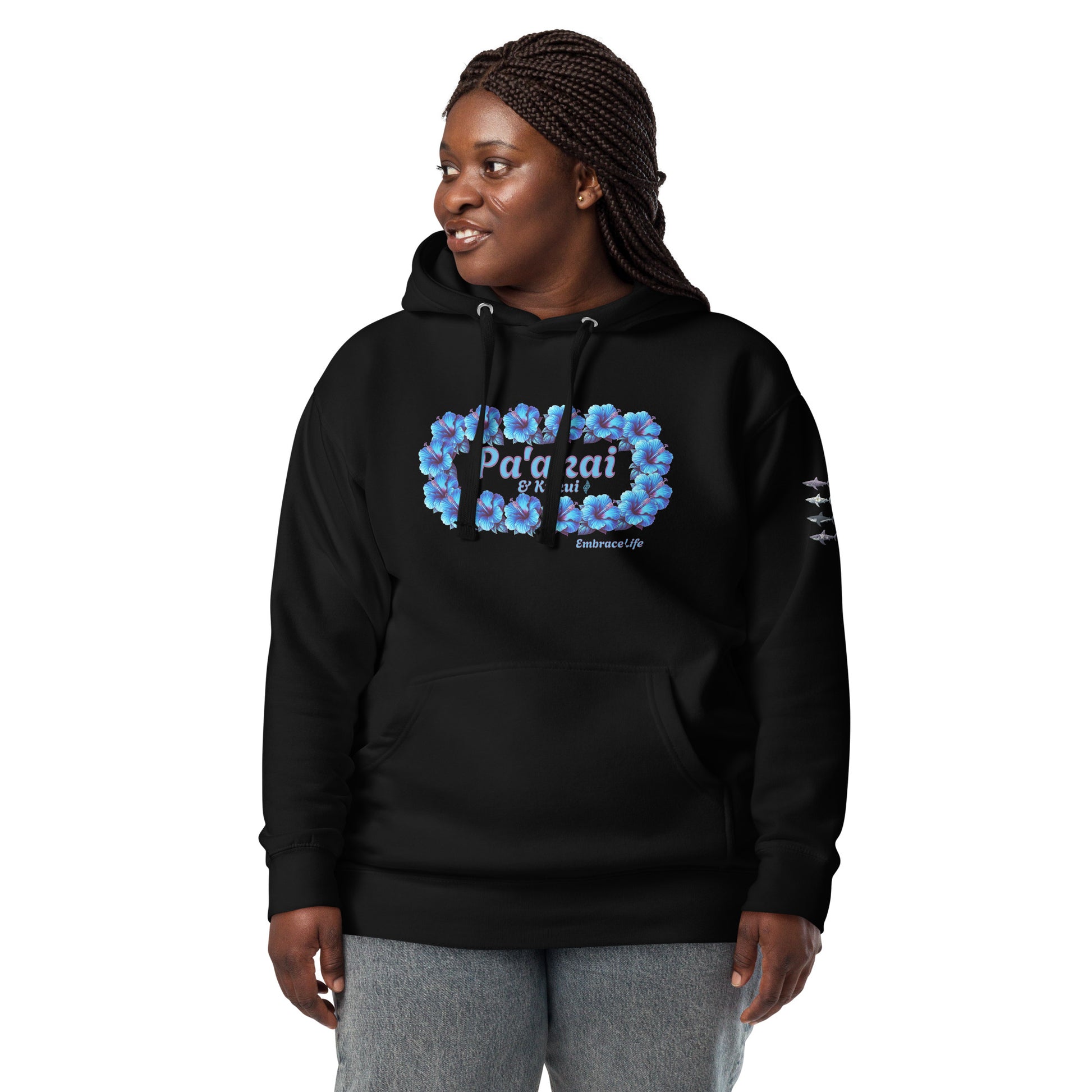 Pua aloalo Hoodie Pullover Hoodie Pa'akai & Kukui