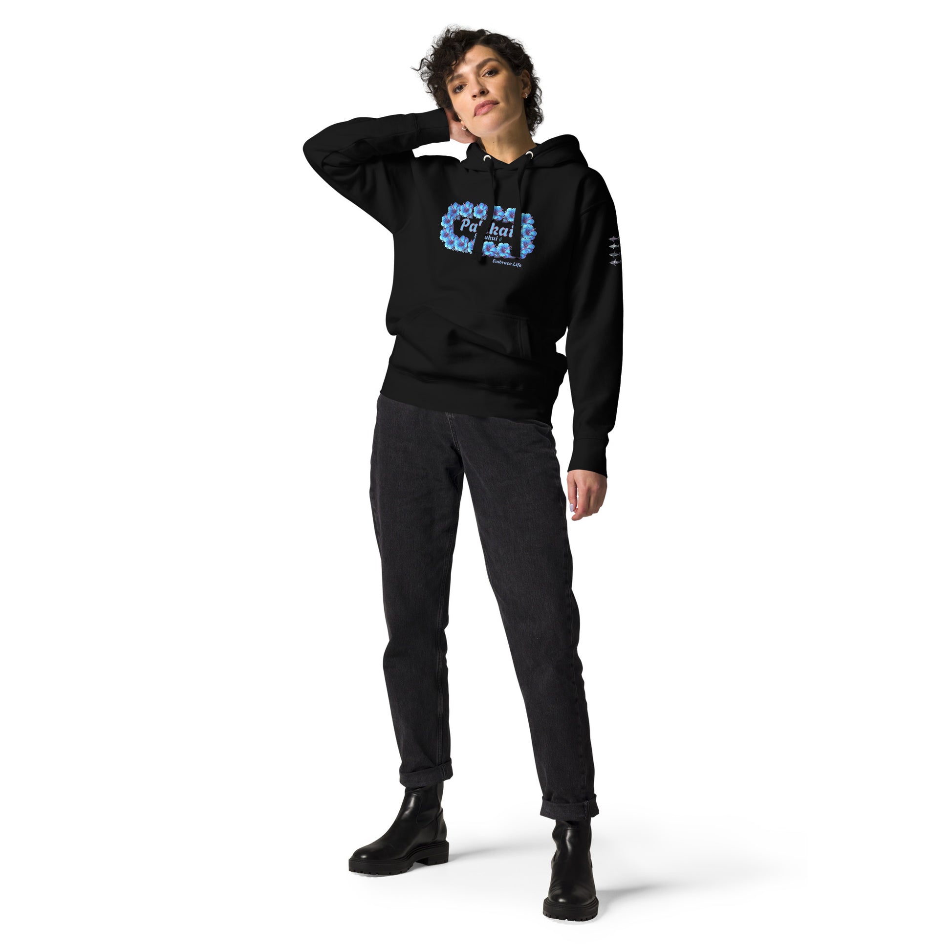 Pua aloalo Hoodie Pullover Hoodie Pa'akai & Kukui