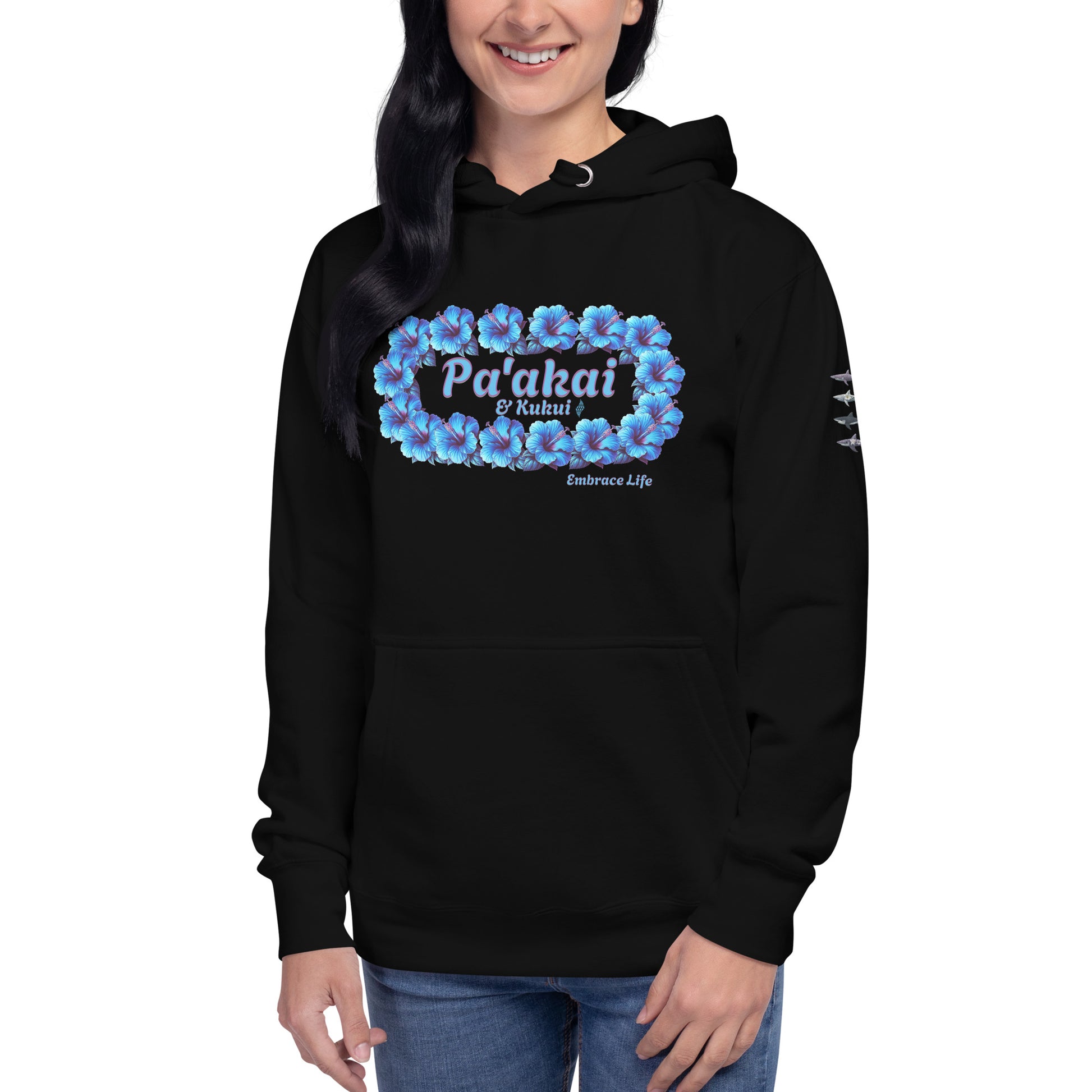 Pua aloalo Hoodie Pullover Hoodie Pa'akai & Kukui