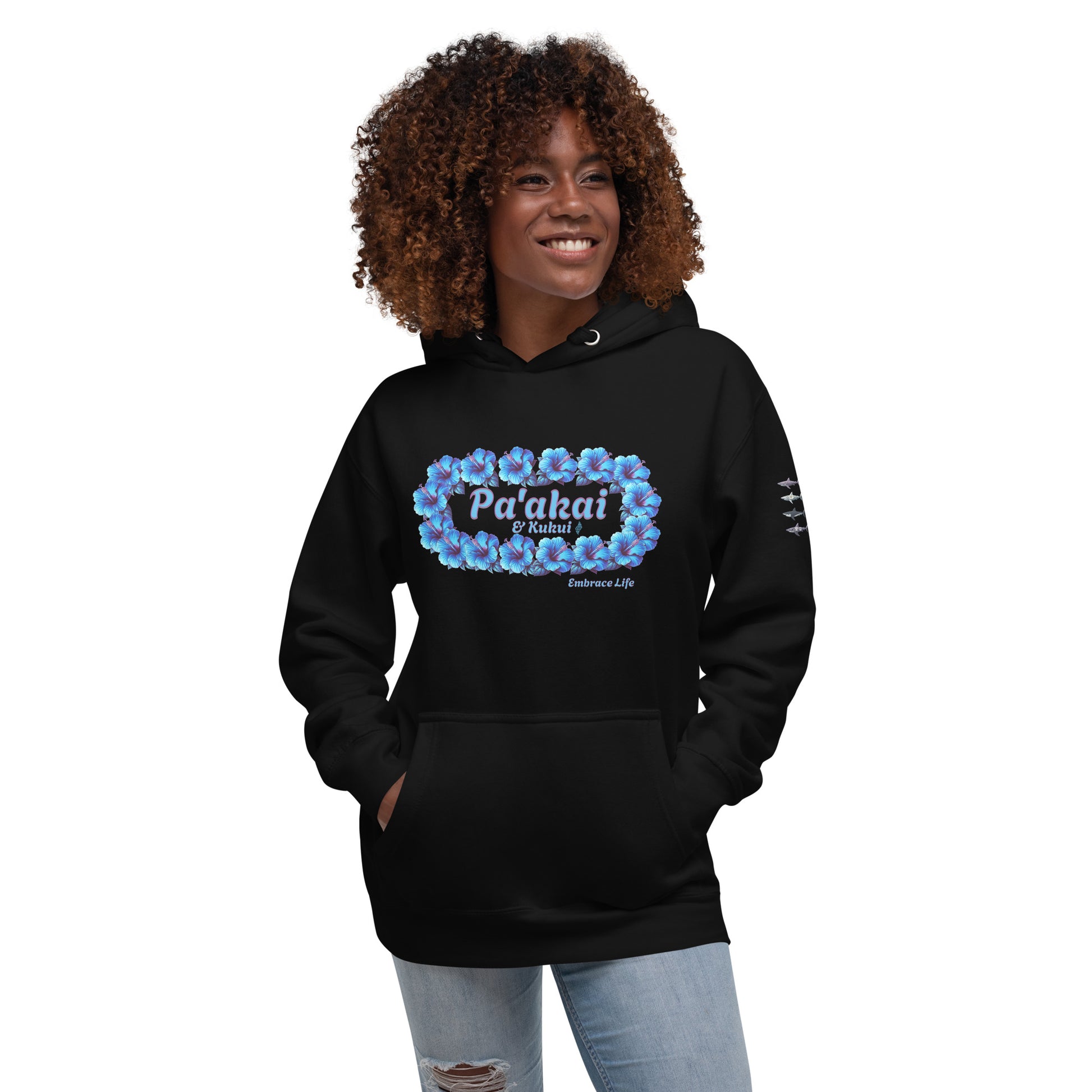 Pua aloalo Hoodie Pullover Hoodie Pa'akai & Kukui