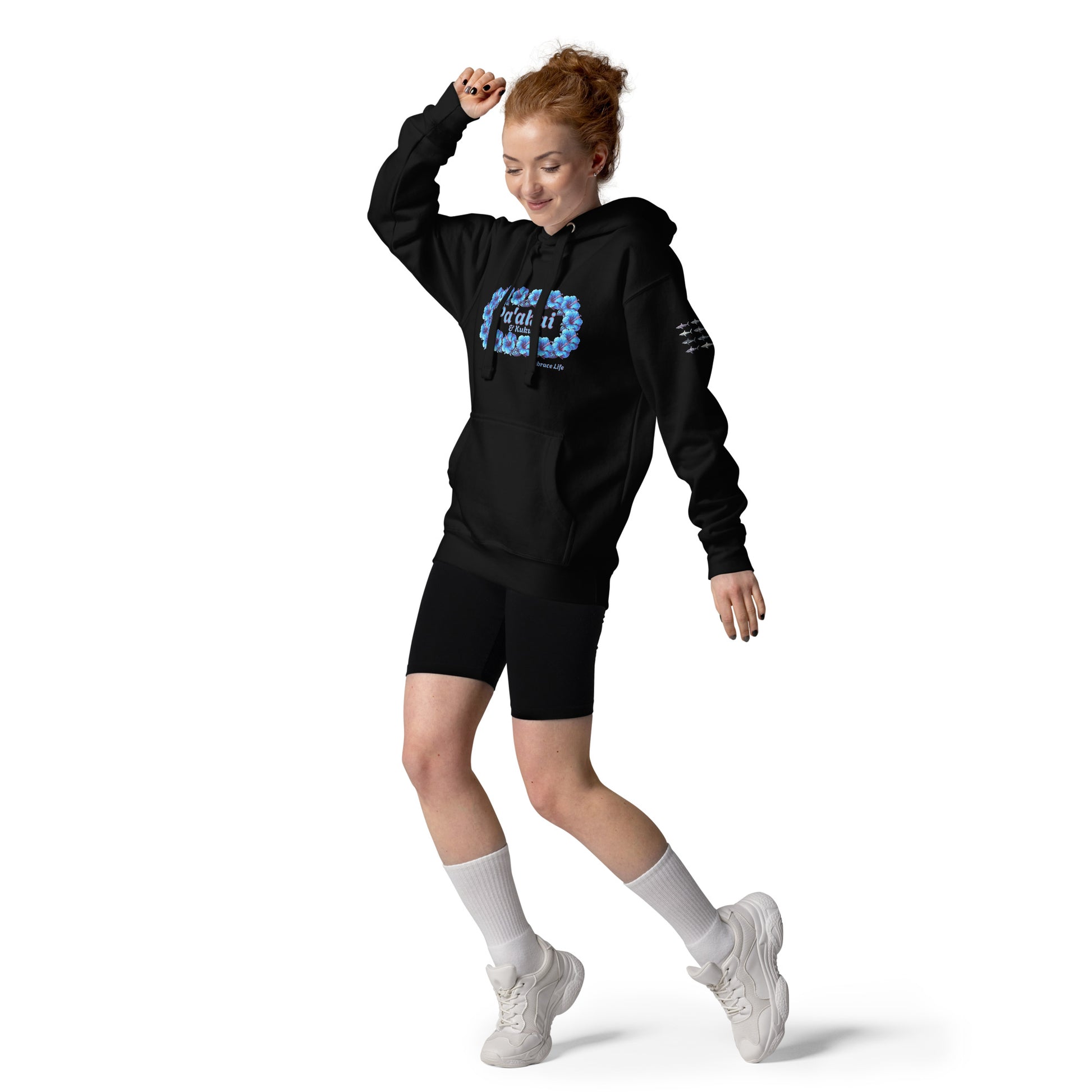 Pua aloalo Hoodie Pullover Hoodie Pa'akai & Kukui
